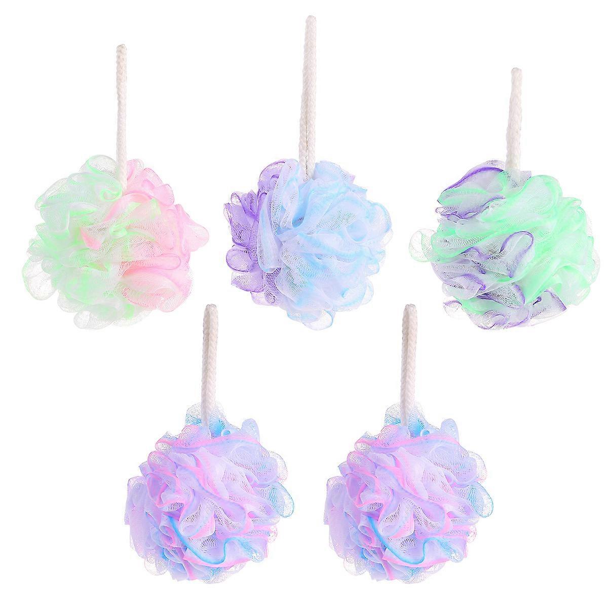 5pcs Soft Mesh Shower Poufs Bath Sponges for Exfoliating Skin All Ages Daily Use Easy to Hold and Store