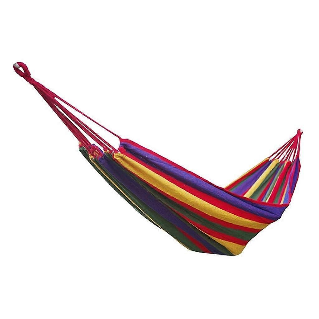 Portable Hammock Double Swing Bed Cotton Fabric Travel Camping Hammock with Adjustable Straps and Compact Design
