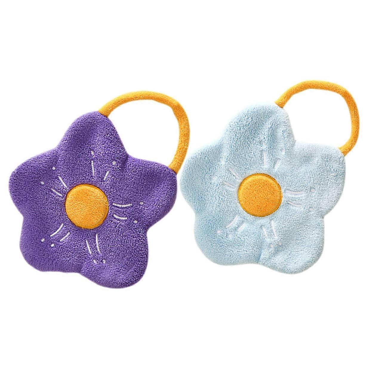 Coral Fleece Towels Set of 2 for Bathroom Soft Absorbent Quick-Dry Hanging Towels for Home Use