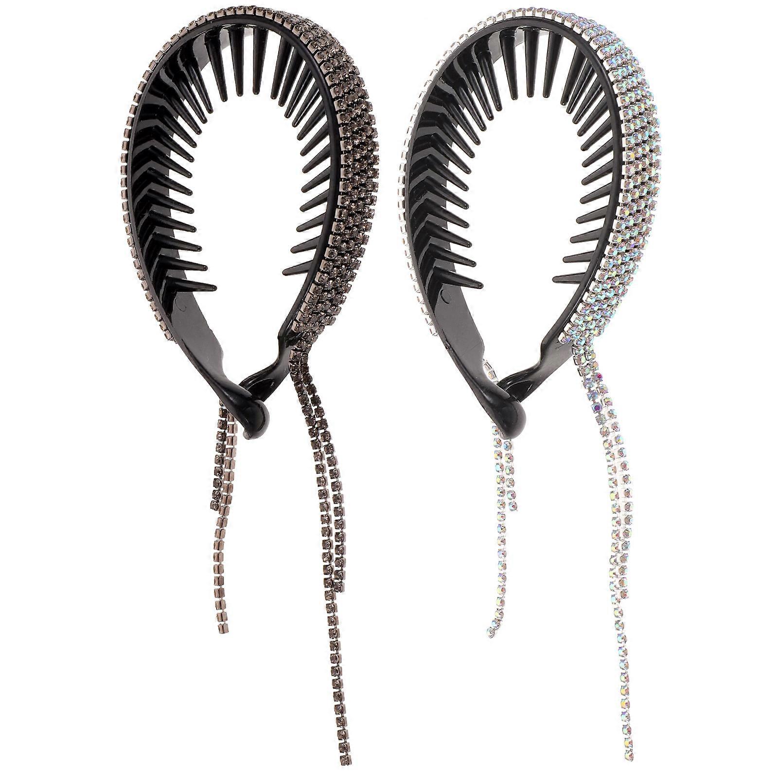 Rhinestone Bun Clips with Tassel Design Elegant Hair Accessories for Ponytails and Buns, Suitable for All Hair Types for Daily and Special Occasions
