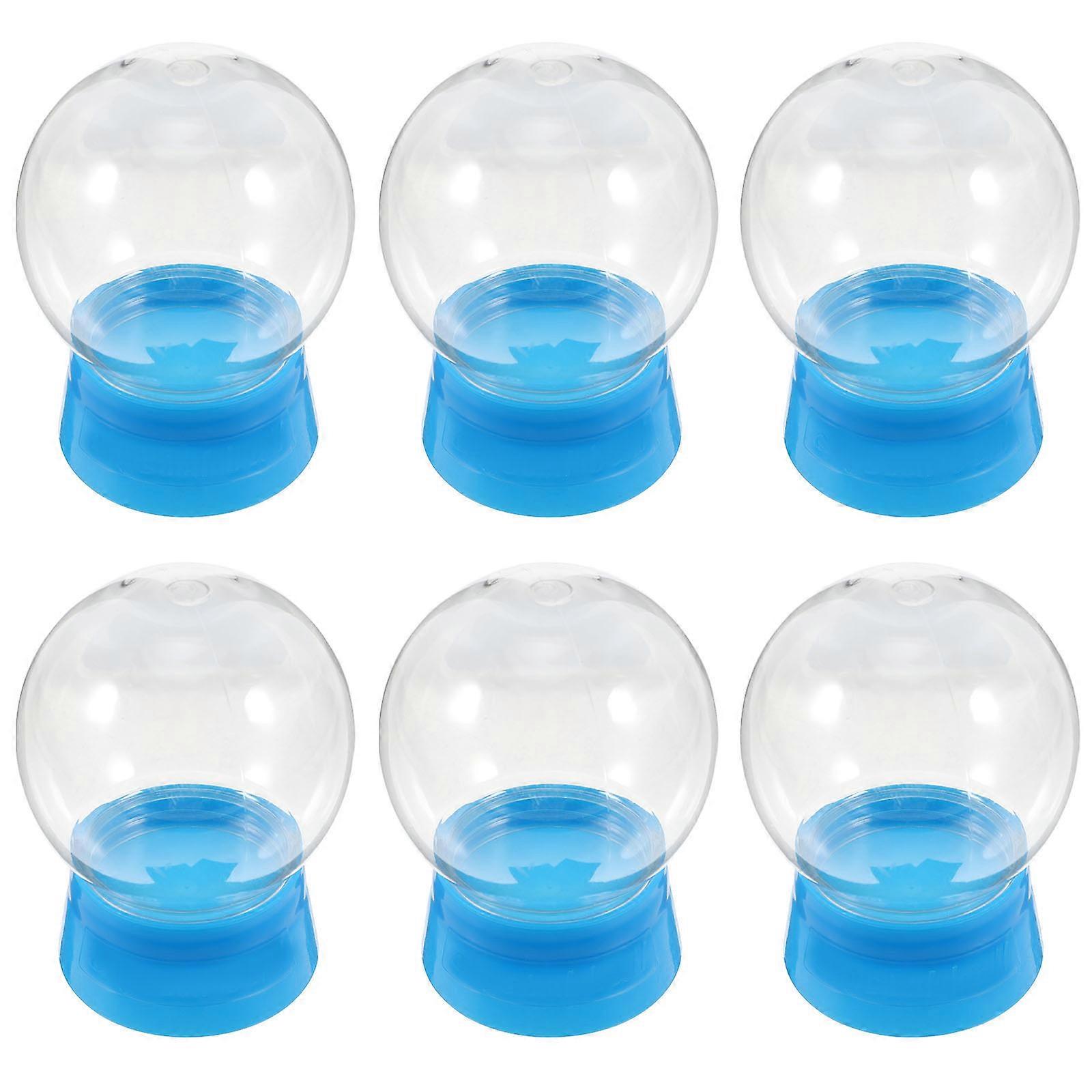 Empty Snow Globe Blue Plastic Globe Jar With Screw Off Cap For Diy 6Pcs