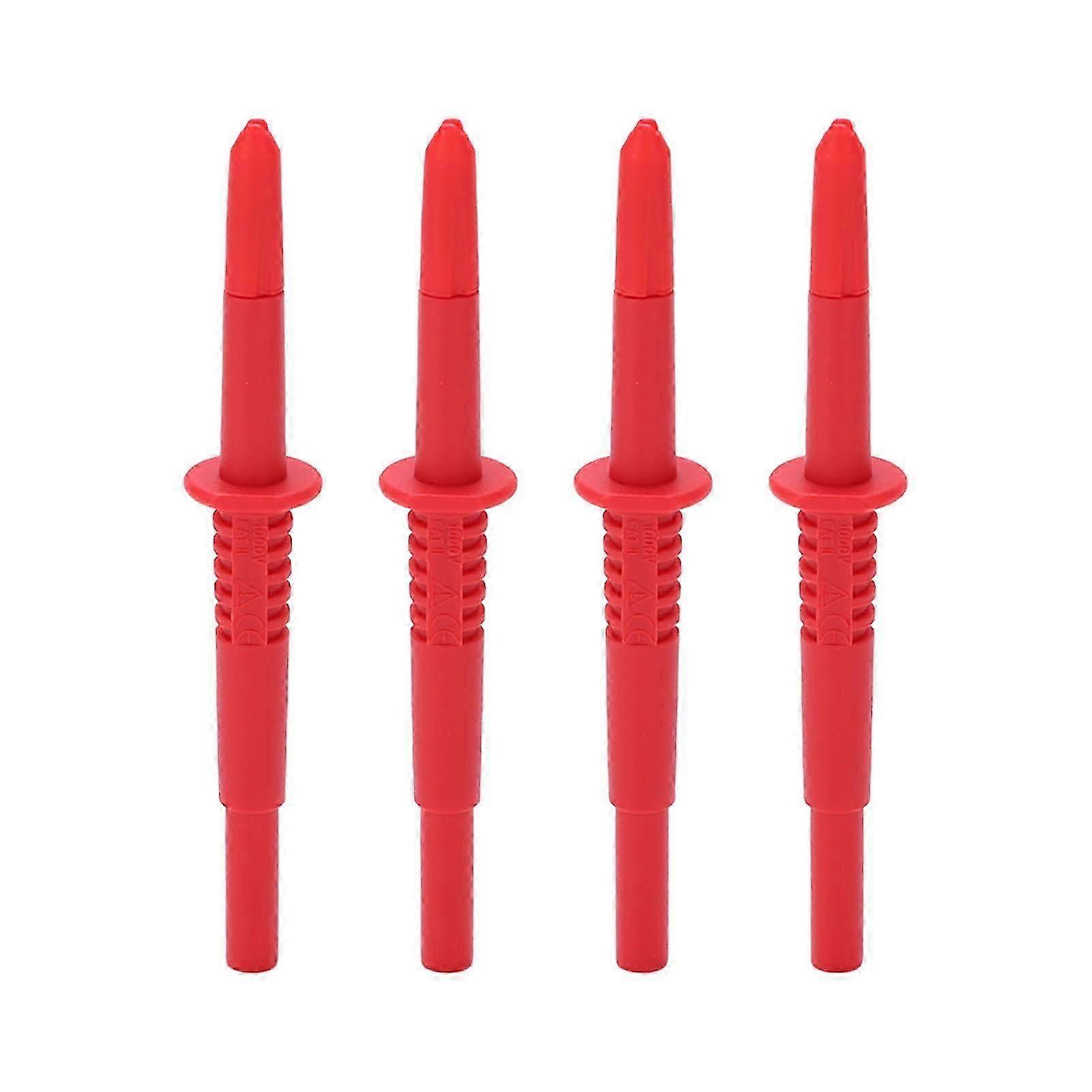 4Pcs Probe Pin 4mm Banana Socket Insulation Wire Piercing Probes for Electrical TestingRed
