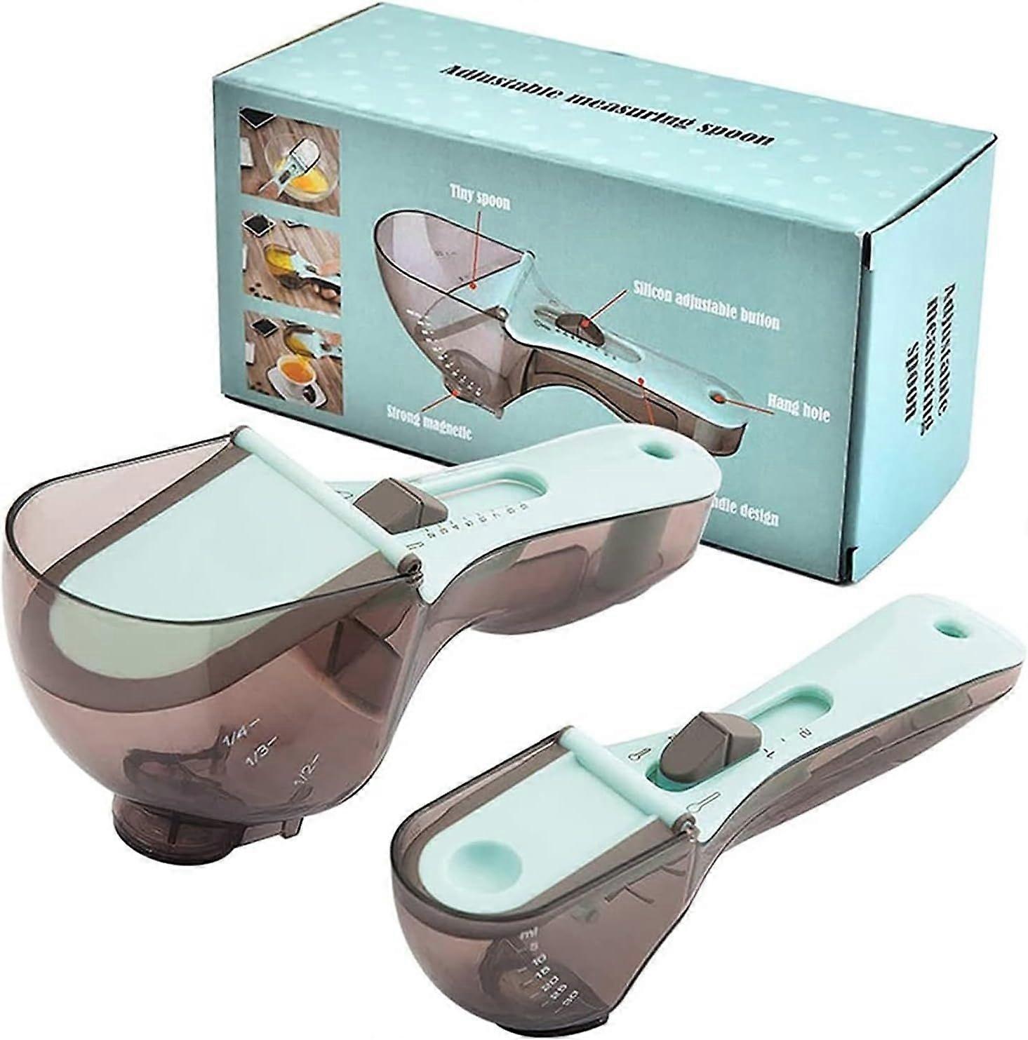 Adjustable Measuring Spoon And Cup Set Adjustable Measuring Cup And Spoon With Measuring Ruler Kitchen Baking Measuring Device