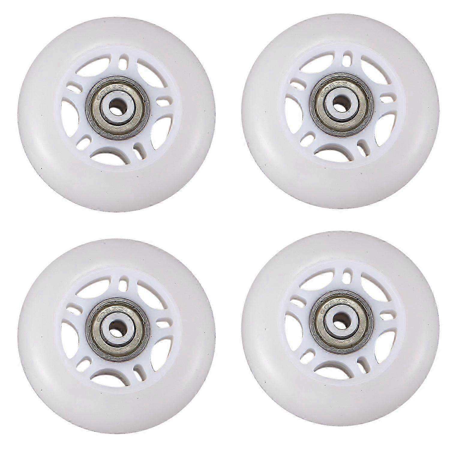 4 Pack Inline Skate Wheels Beginner's Replacement Wheel with Bearings 70mm White