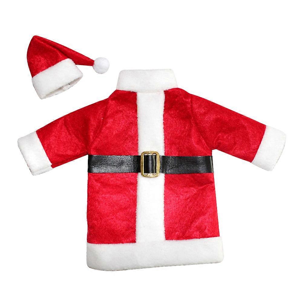 Cover Christmas Elements Design Pouch Clothes and Hat Red 28x19cm Reusable Decorative 1Set