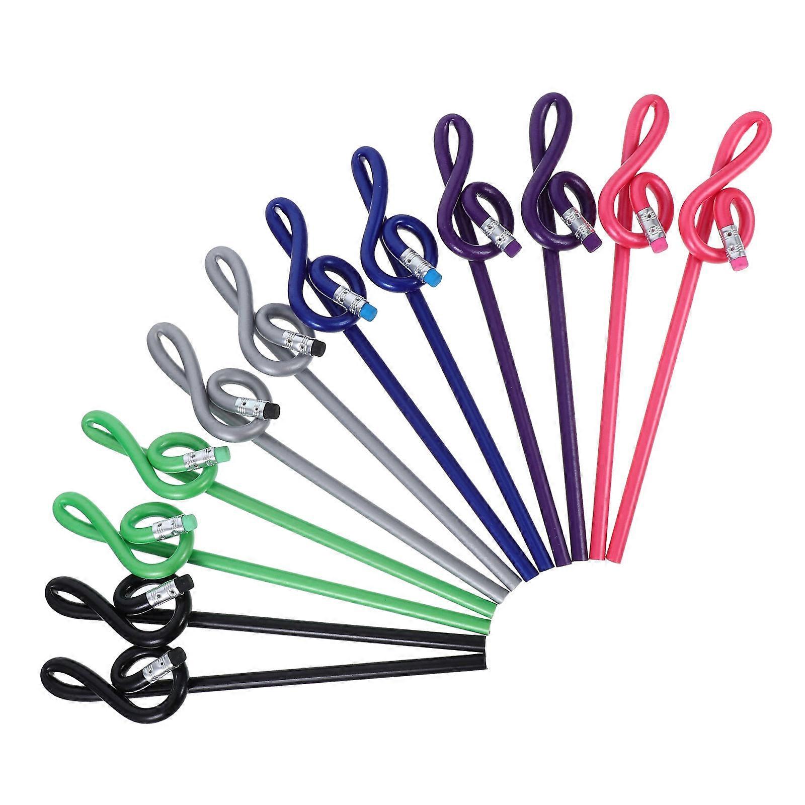 Lápis de Notas Musicais com Borrachas Funky, Design Flexível para Escrita Criativa & Esboço 12pcs Acessório Escolar para Estudantes