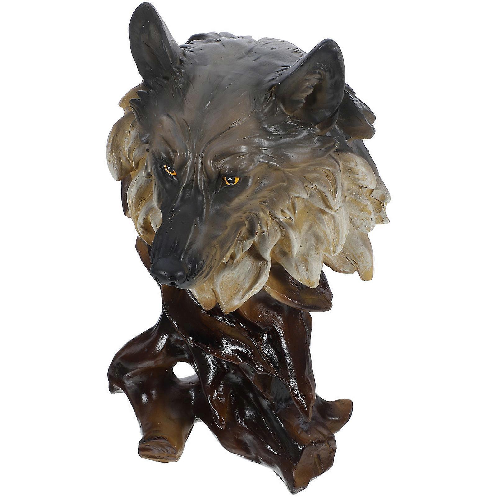 Mini Animal Figurines Wolf Head Statue Lifelike Design Home Decor 10.6×5.7×5.5in Decorative Piece 1Pack