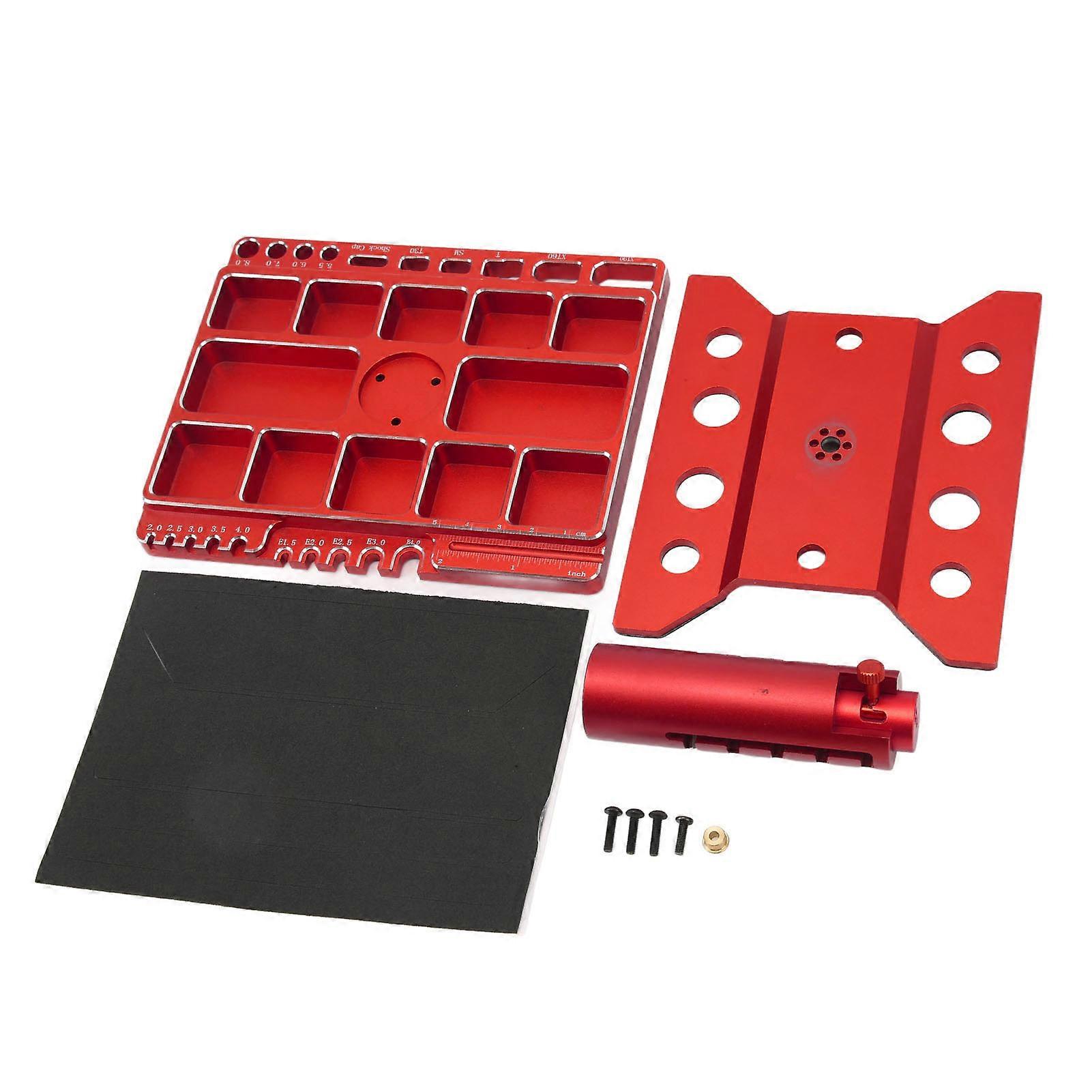 RC Car Work Stand 360 Degree Rotatable Lockable Regulable Height Aluminum Alloy RC Car Repair Workstation Red