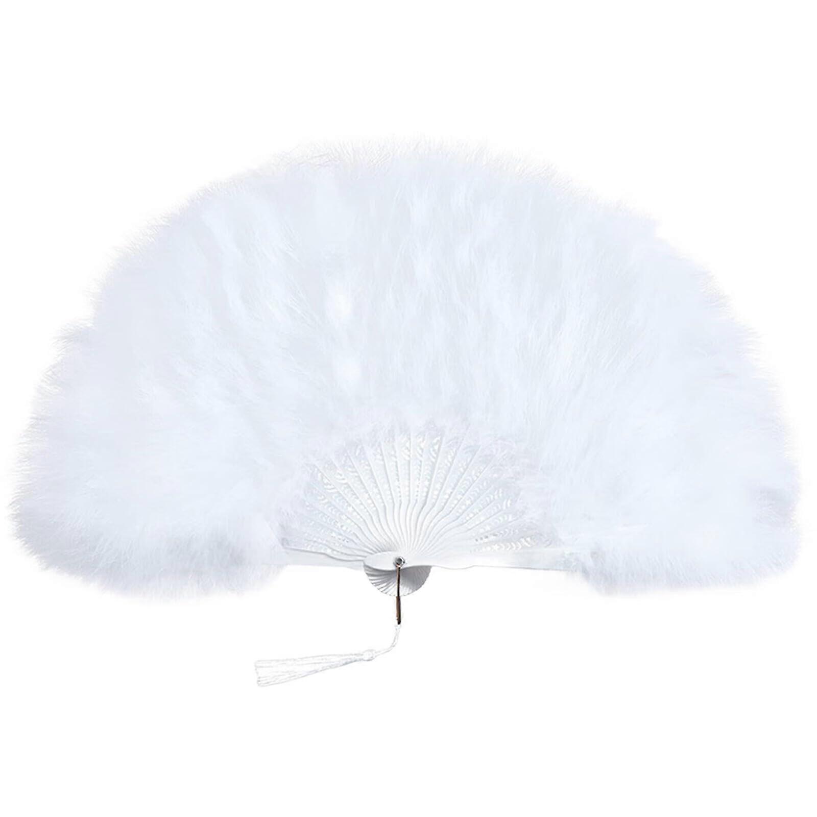 Feathered Folding Hand Fan, Retro Style Renaissance Fan for Costumes, Dancing, Parties and Events