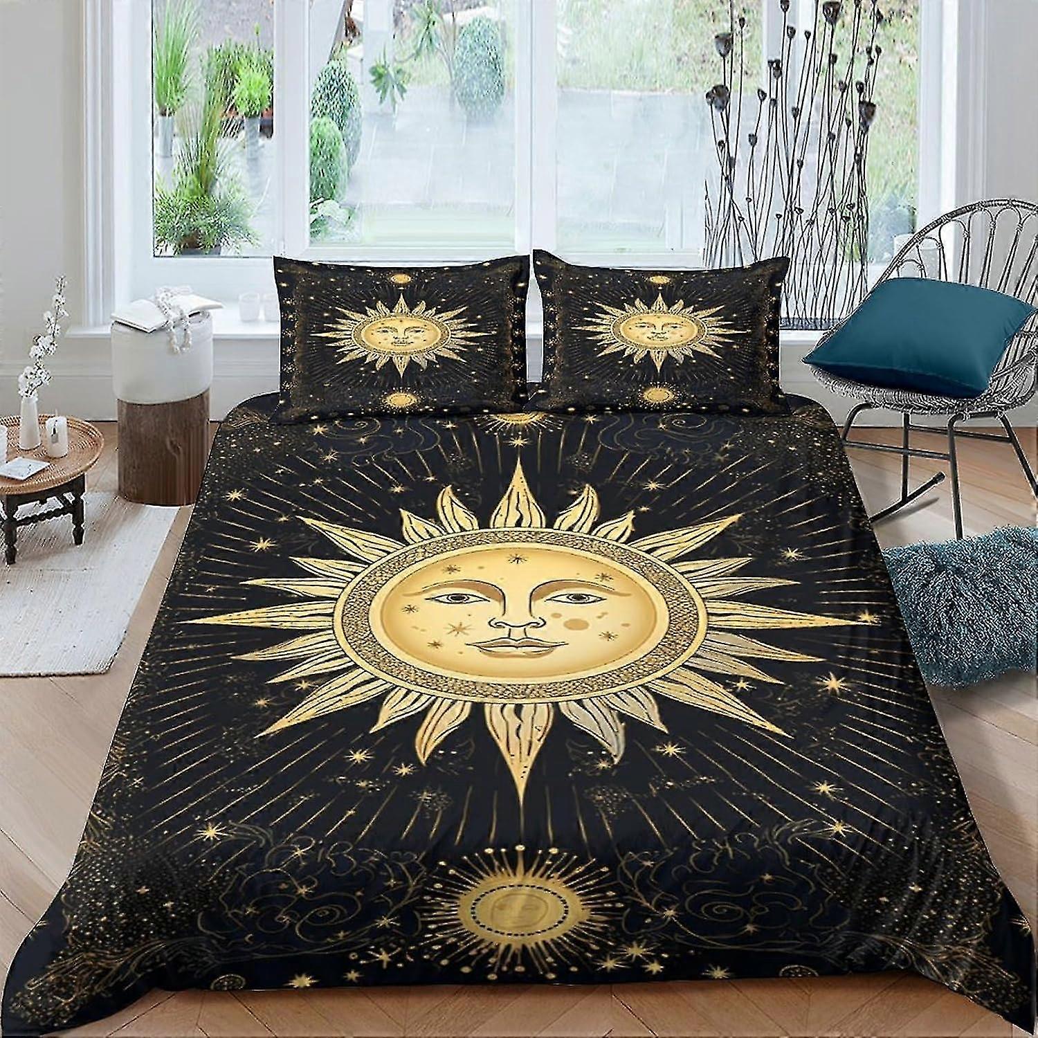 Sun Totem Quilt Housses Multi Couleur 3 Pièce Ensemble Luxe Douce Housse De Couette Doux Entretien Ensemble De Literie Avec Taies D’oreiller Double