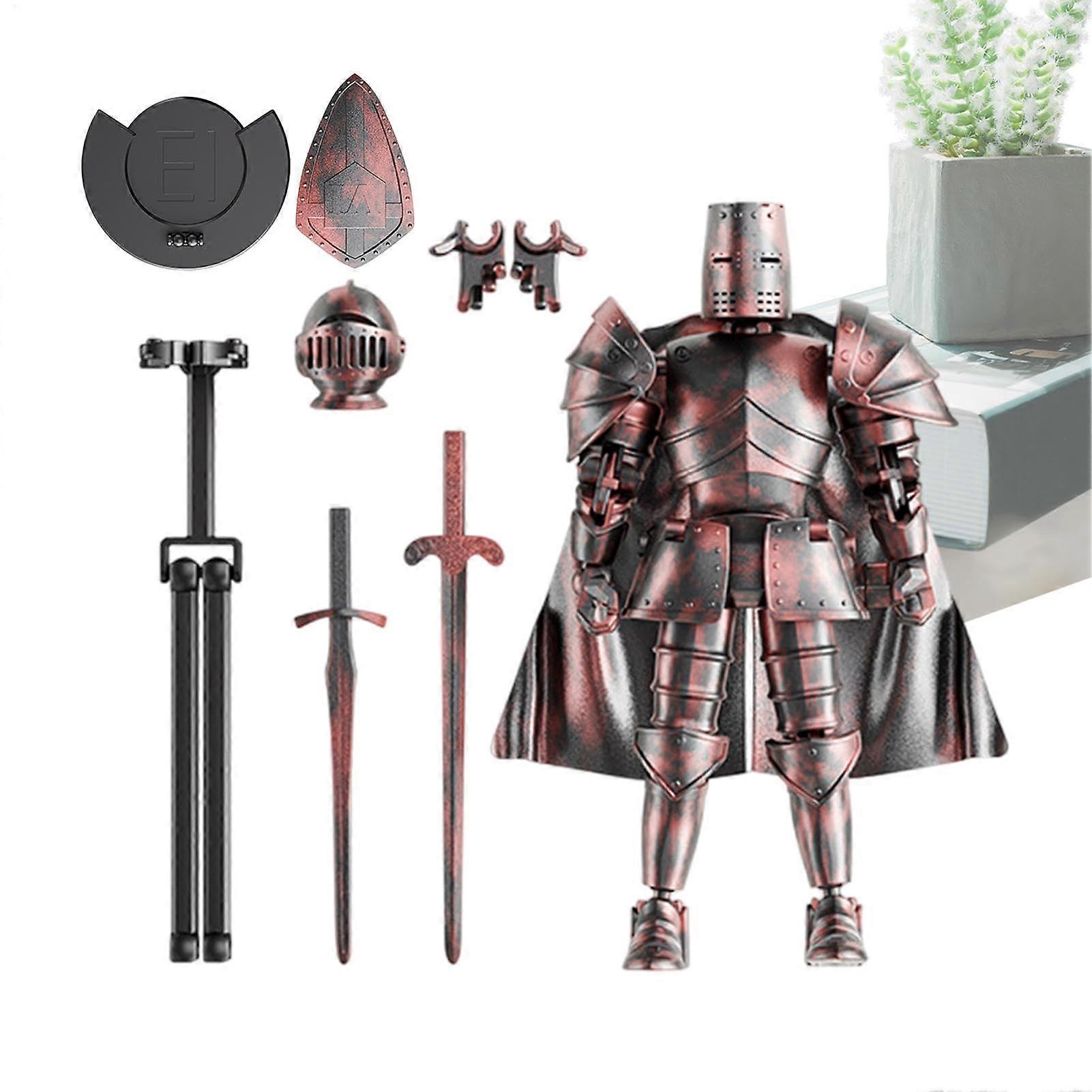 Medieval Knight Action Figure MultiArticulated Full Body Model Collectible (Red)