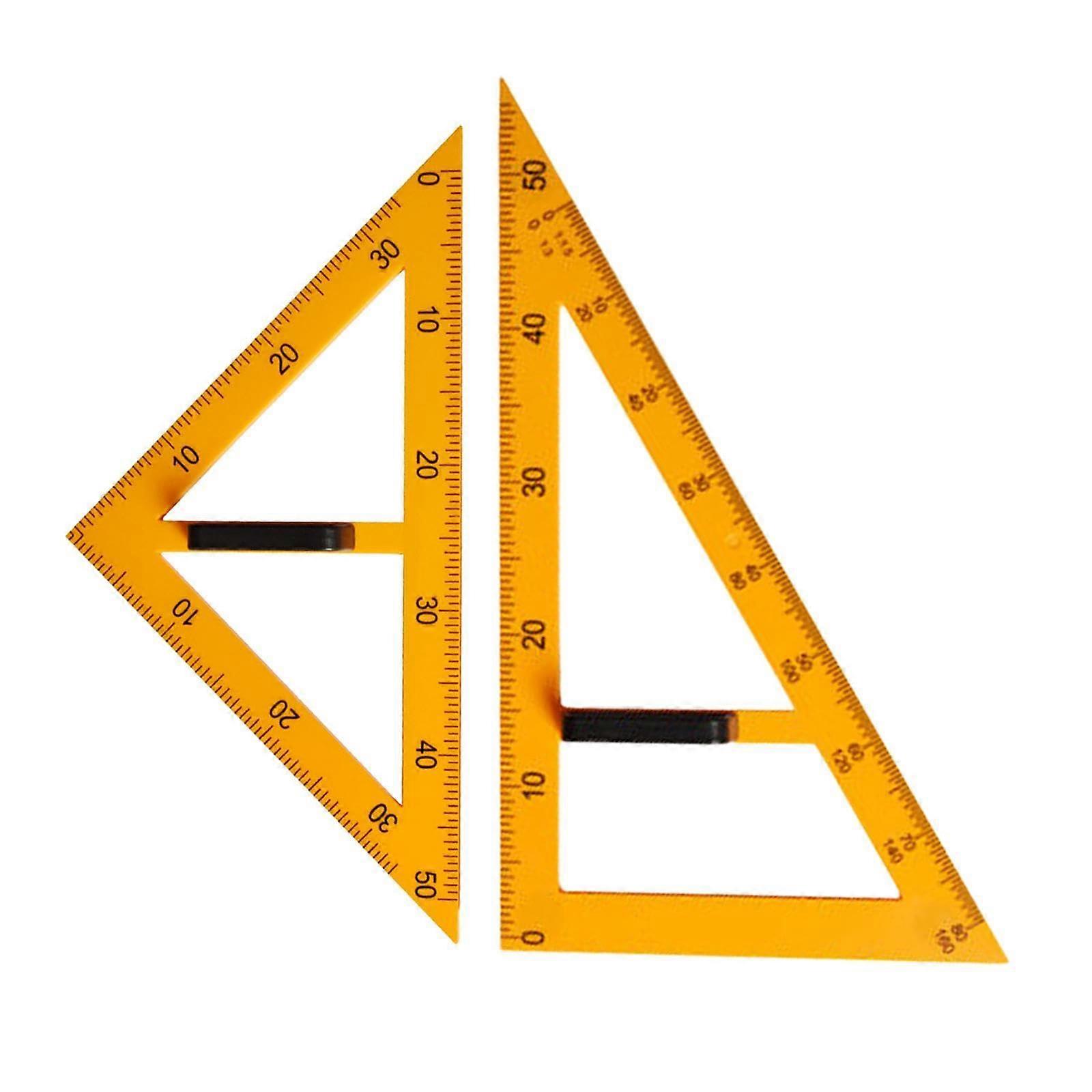 2 Pieces Large Math Teaching Ruler, Equilateral Triangle with Removable Handle, Large Math Tool for Blackboard