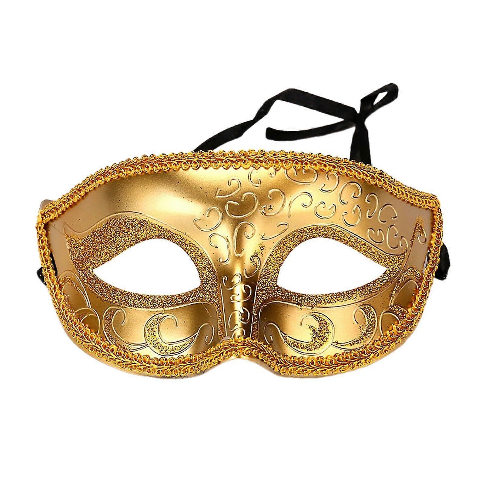 Carnival Mask Simple Half Mask for Men Masquerade Ball Party Gold One Size