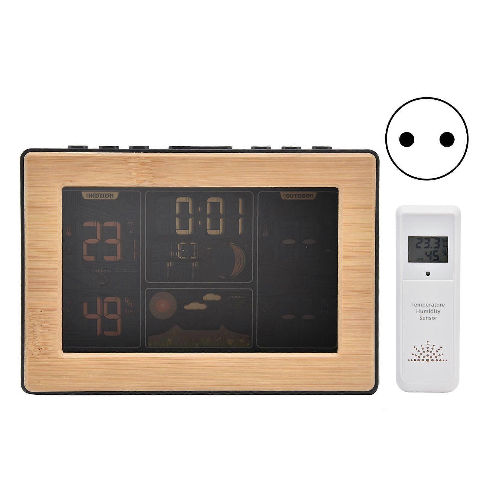 LCD Weather Forecast Station with RCC Receiving Function Wireless Thermometer Hygrometer 100?240VEU Plug