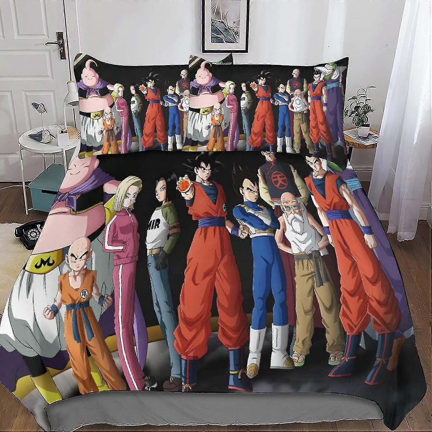 Trendy Quilt Cover Set with Hidden Zipper Closure - Stylish Microfiber Anime Bedding with 3D Print, 3-Piece Set with Pillowcases