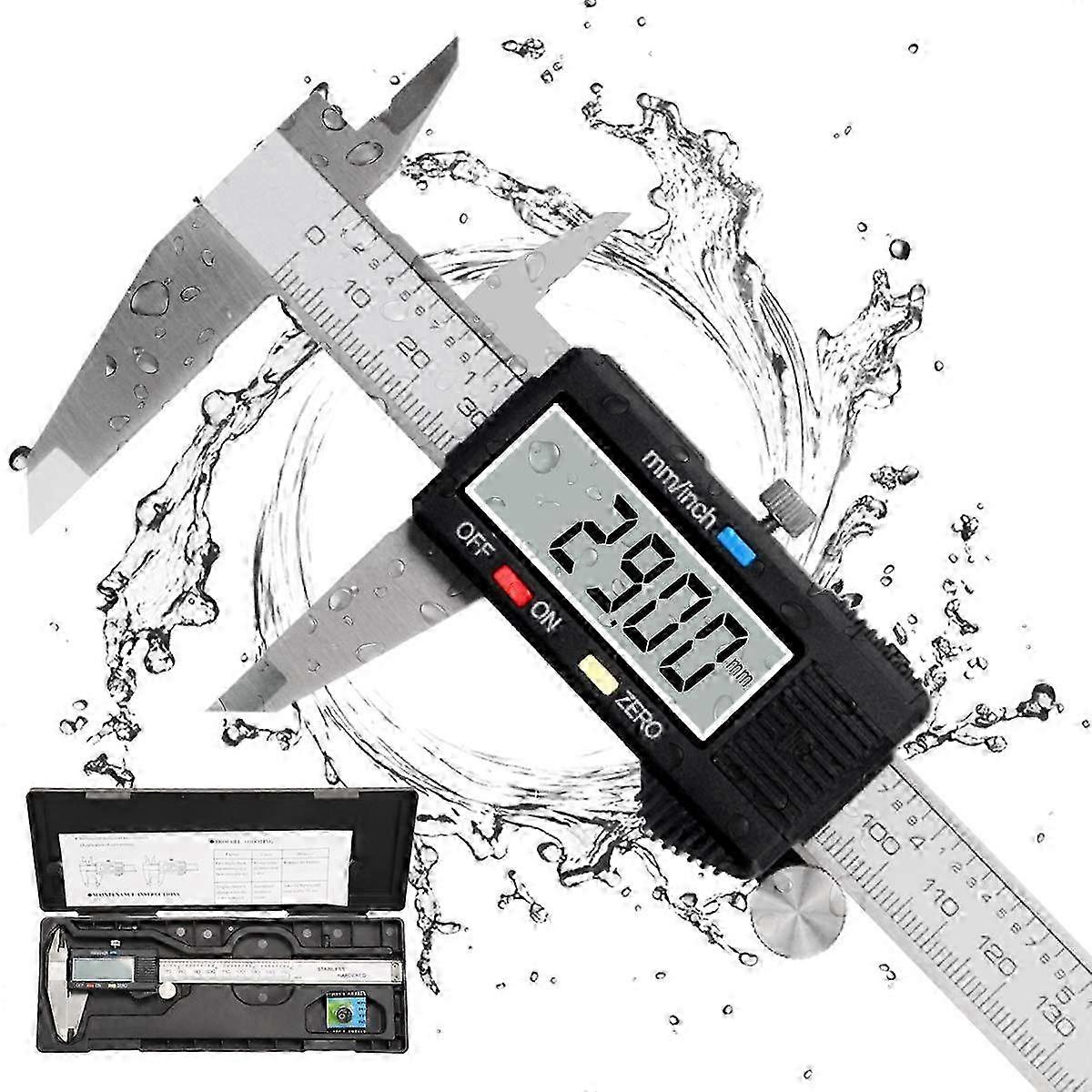 Digital Caliper 150mm Stainless Steel Large LCD Display Adjustable Accuracy 0.01mm/inch Conversion, Splash Proof, Indian Measurement
