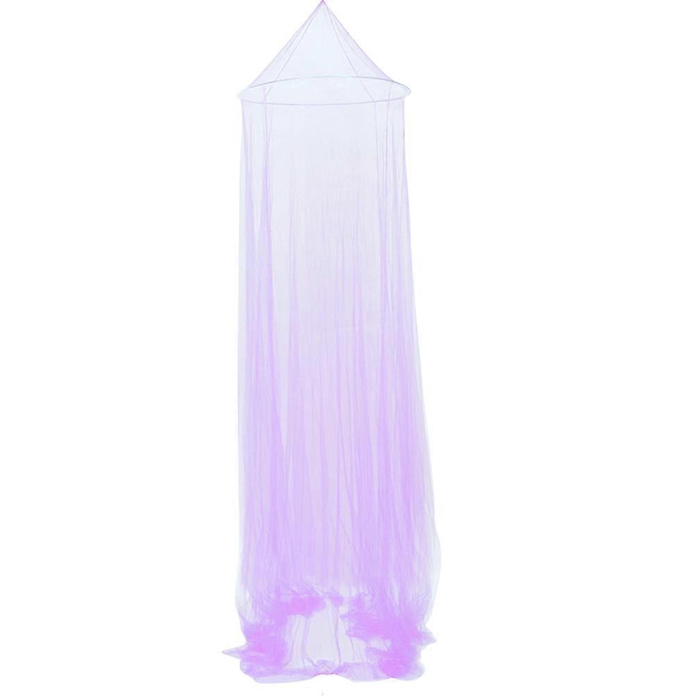 Purple Lace Bed Canopy Dome Mosquito Net with Stainless Steel Frame, Detachable, Ventilated, Easy Install, for Bedroom Crib Use