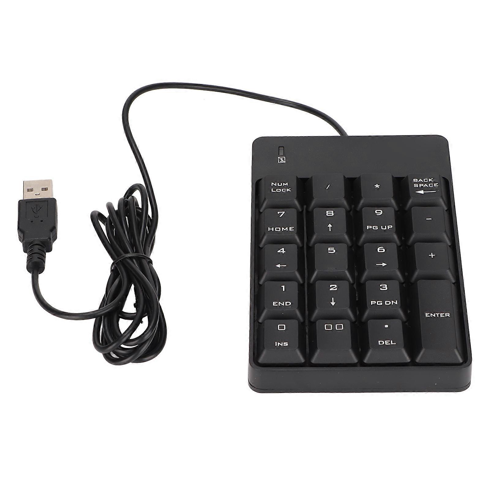 Number Pad Wired 19 Key USB Interface Drive Free Portable Black Laptop Numeric Keypad for Office Bank Super Market