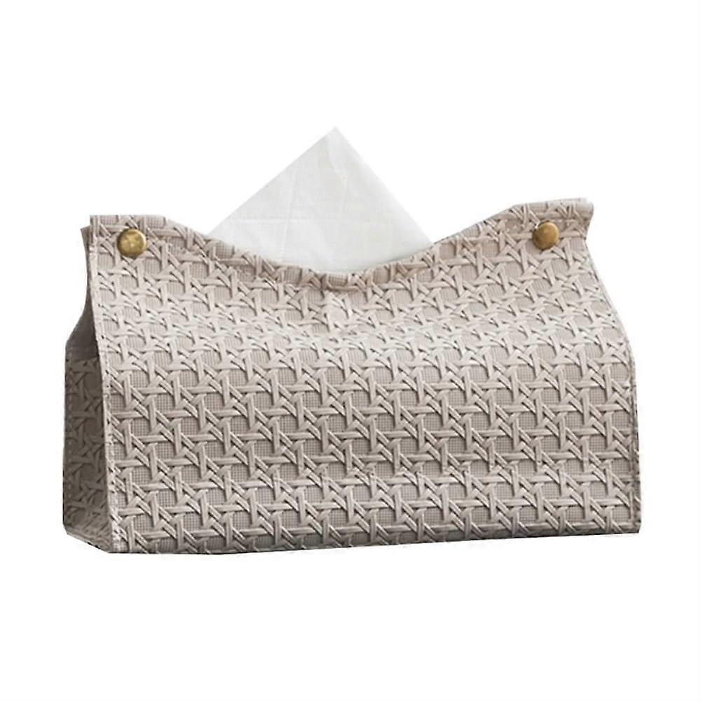 Rectangular tissue box, modern napkin holder made of leather, decorative household paper storage box (brown)