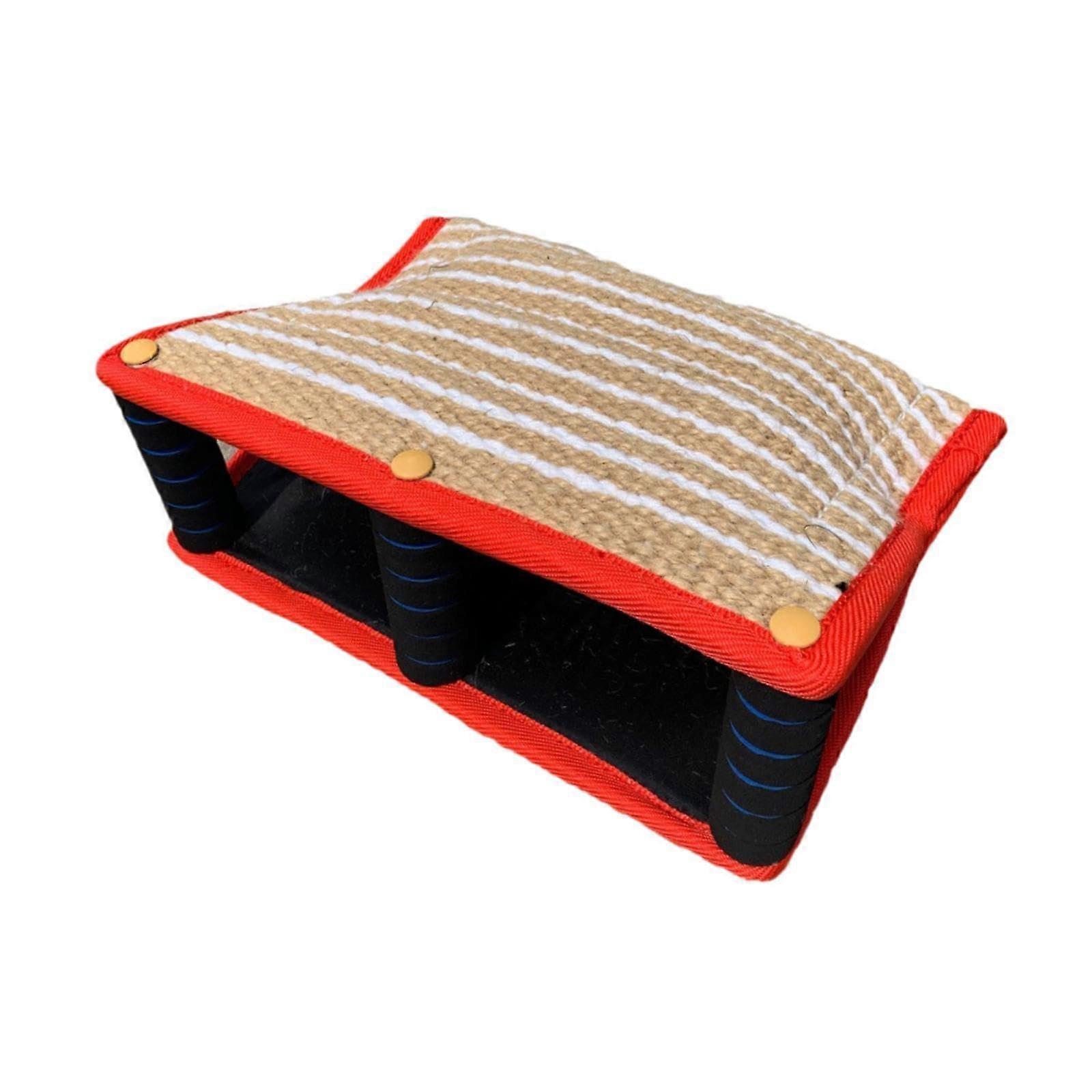Dog Bite Cushion Interactive Toy Portable Exercise Dog Bite Wedge Jute Dog Bite Cover for German Shepherd Golden Retriever Red