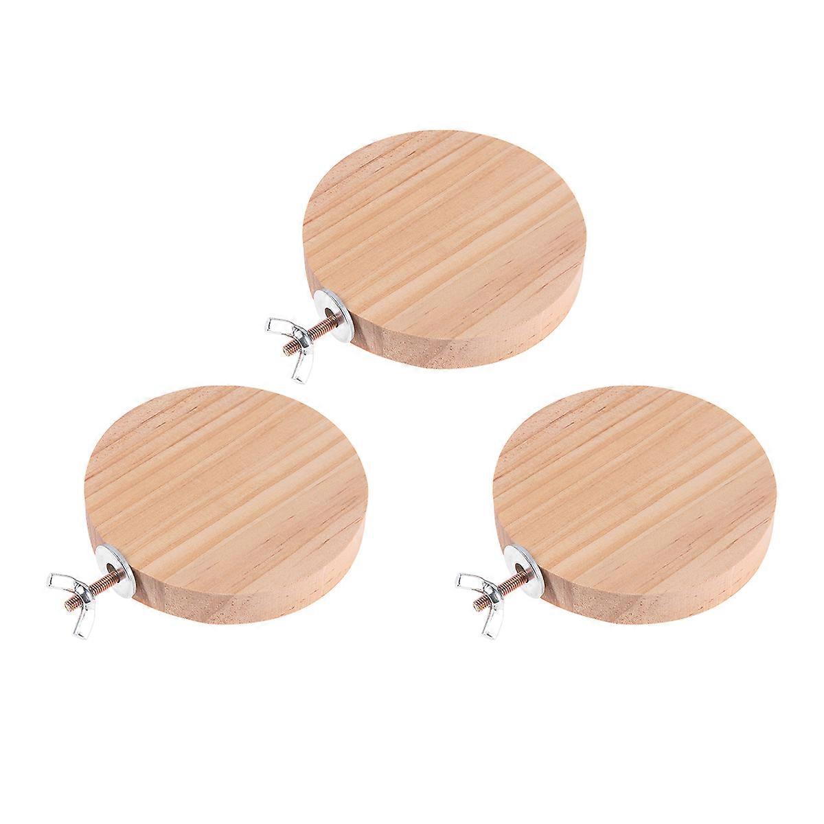 Pet Cage Accessory Chinchilla Platform Durable Design Beige Color 88mm Jumping Practice 3Pcs