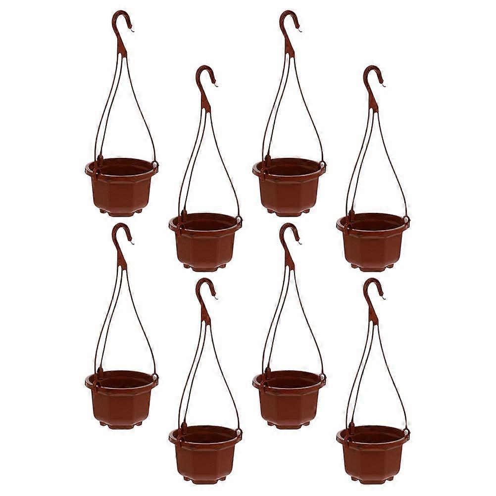 Balcony Planter Dark Red Plastic Material Root Control Hanging Design 8 Sets