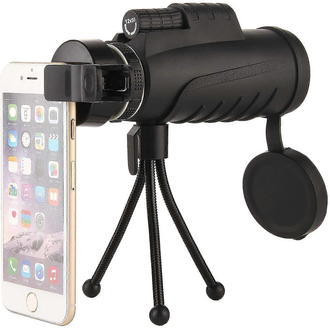 Monocular Telescope, 12x50, Portable, Quick Phone Mount, BAK4 Prism for Wildlife, Bird Watching