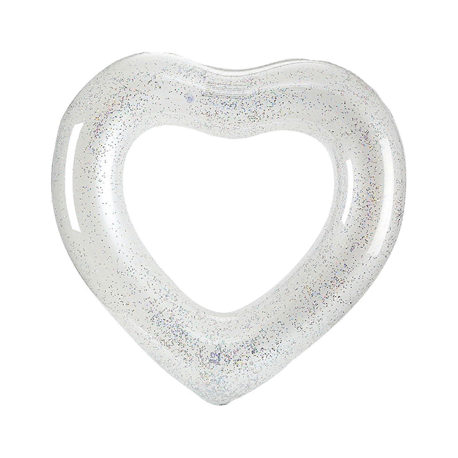 Swimming Ring with Heart Sequins Ball Pool Float for Toddlers White 80 cm