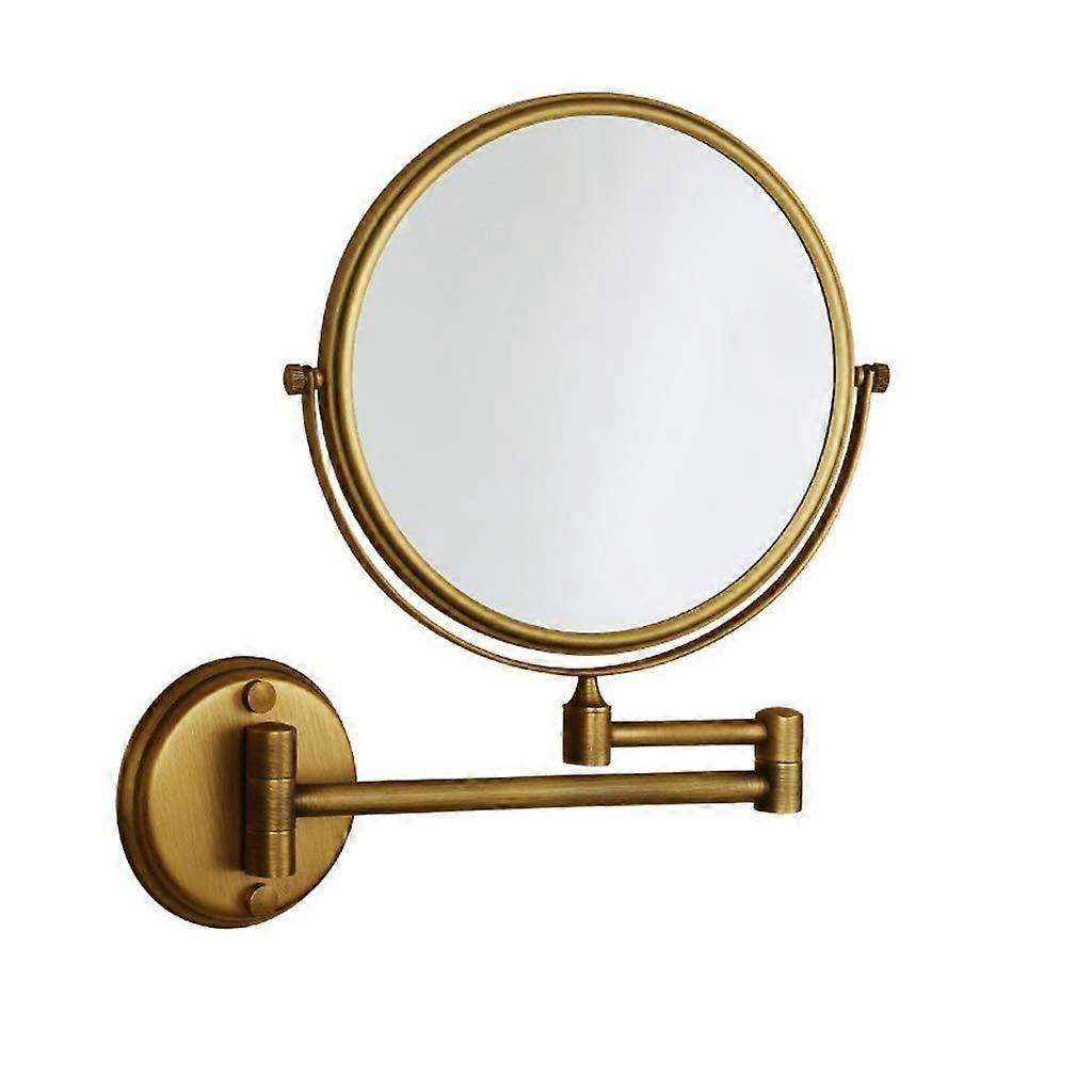 Vanity Wall Mounted Makeup Mirror 8 Inch Copper Telescopic Double-Sided 3x Magnifying Glass