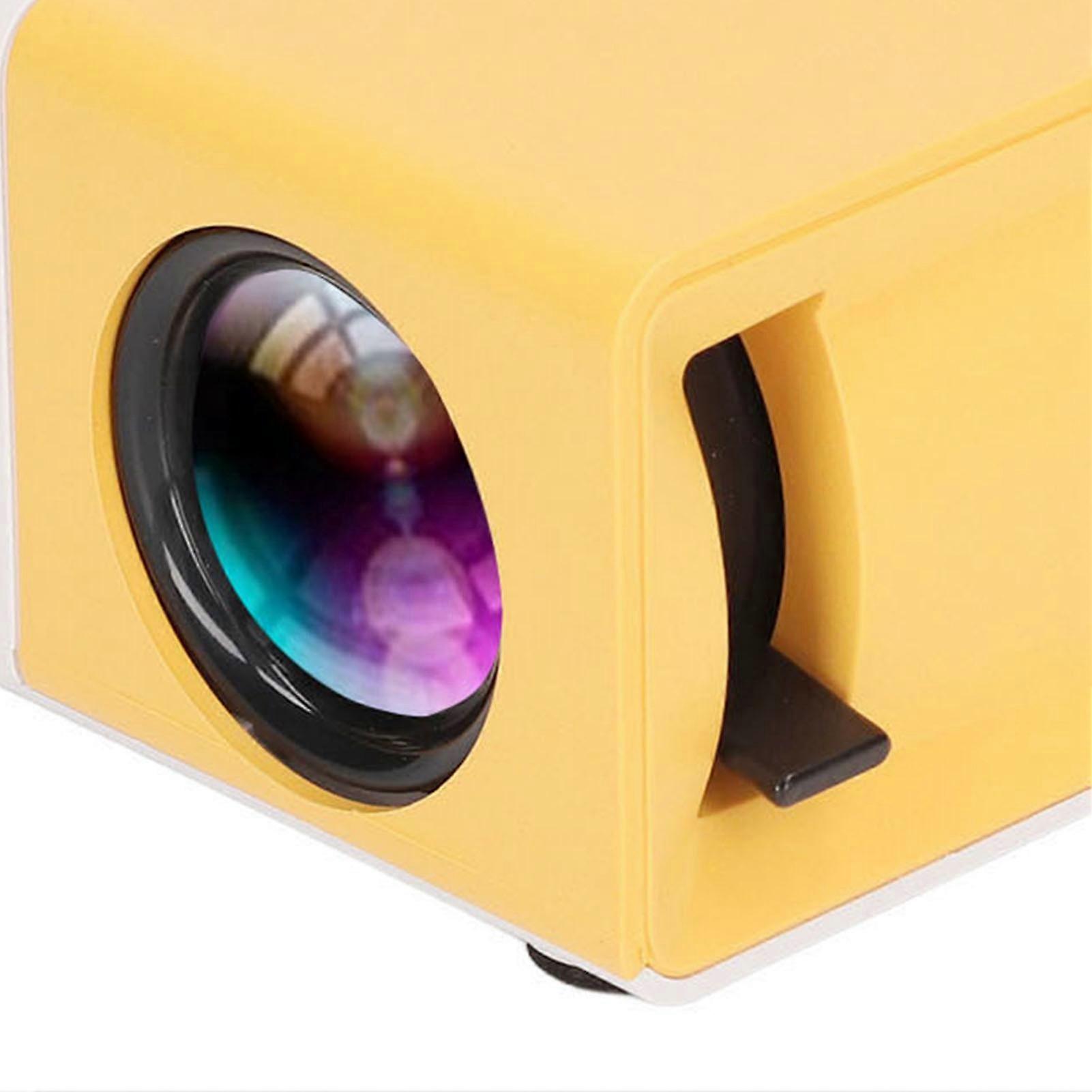 Mini Projector 1080p Diffuse Reflection Imaging Support 23 Languages HD Projector with Speakers Yellow 100‑240V UK Plug