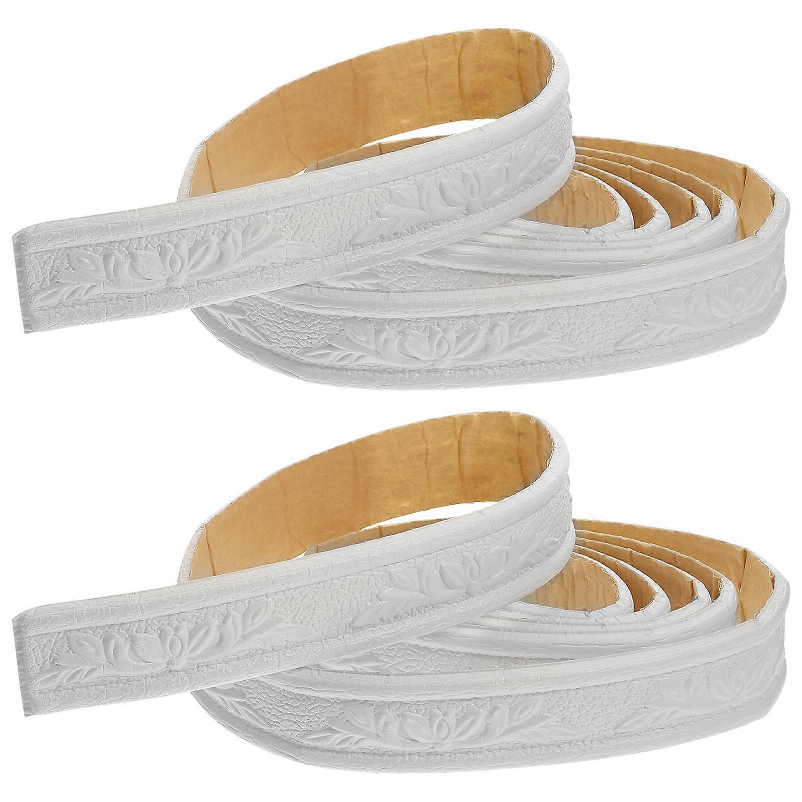 Flexible Peel And Stick Trim Wall Edging For Wall Corners Crevices Lifelike Decorative Adhesive Border White 228.00X4.00X0.50cm 2 Roll