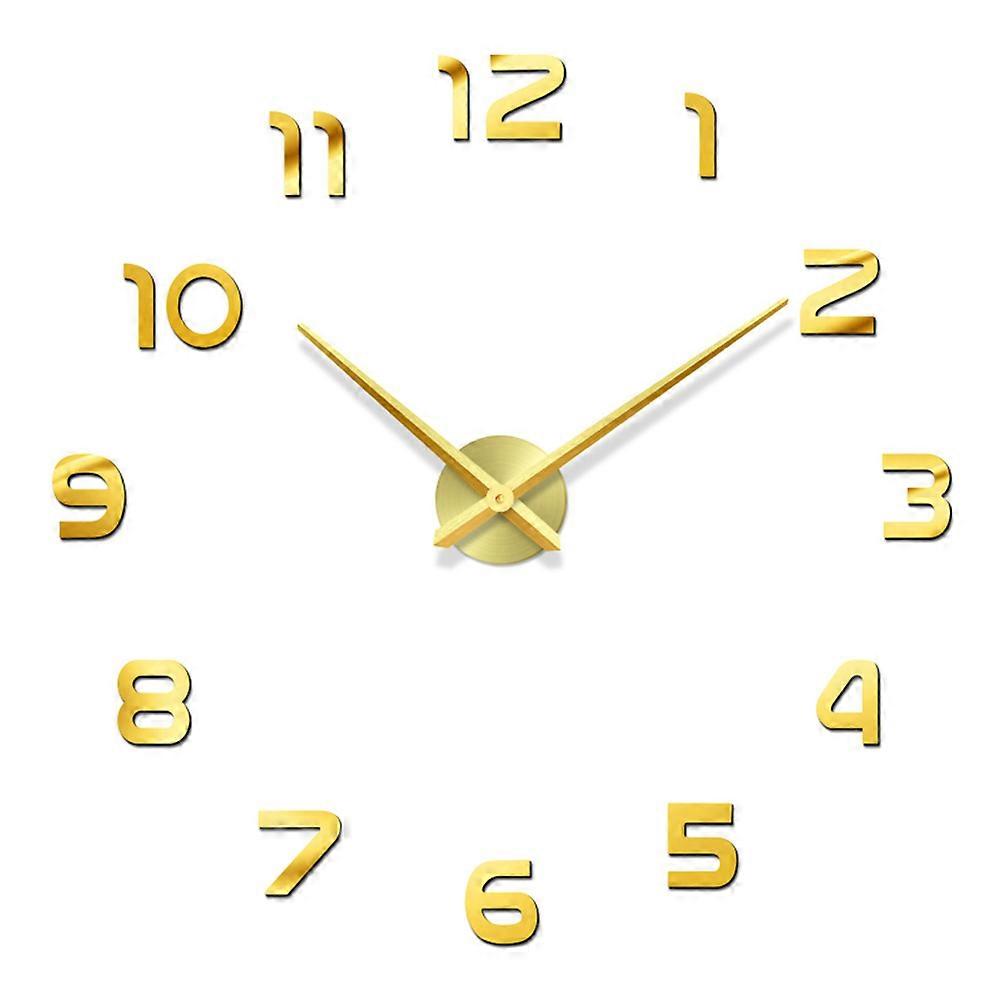 Golden Frameless Quartz Wall Clock for Home Decoration with Self-Adhesive Design 47 Inch