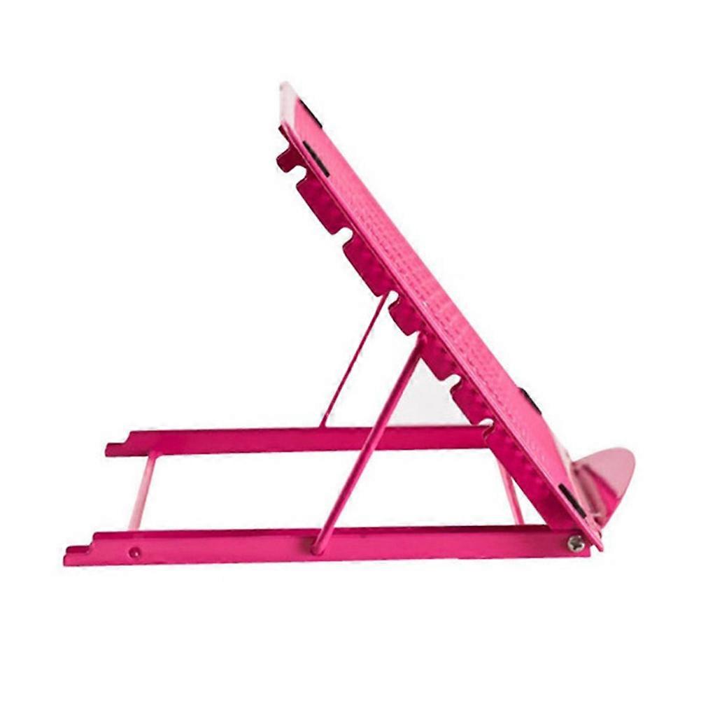 Adjustable Laptop Stand Portable Folding Support Cooling Base Desk Bracket Steel and Plastic 1 Set (Pink)