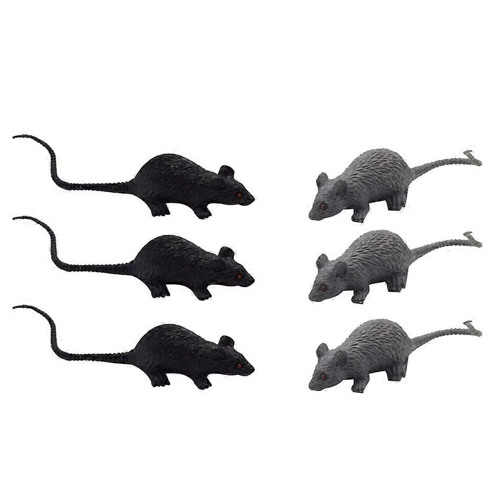 Assorted Color Mini Mouse Model PVC Terror Mouse Toy for Kids Halloween Prank Party Supplies 6 Pcs