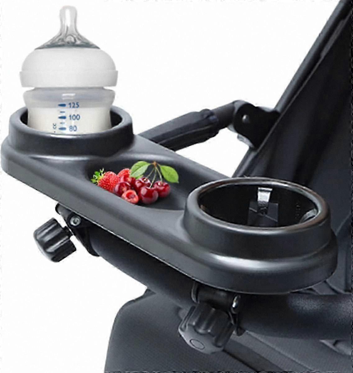 Universal Stroller Snack Tray with Cup Holder, Removable Non-Slip Grip for Stroller Bar, Reusable Food and Drink Accessory