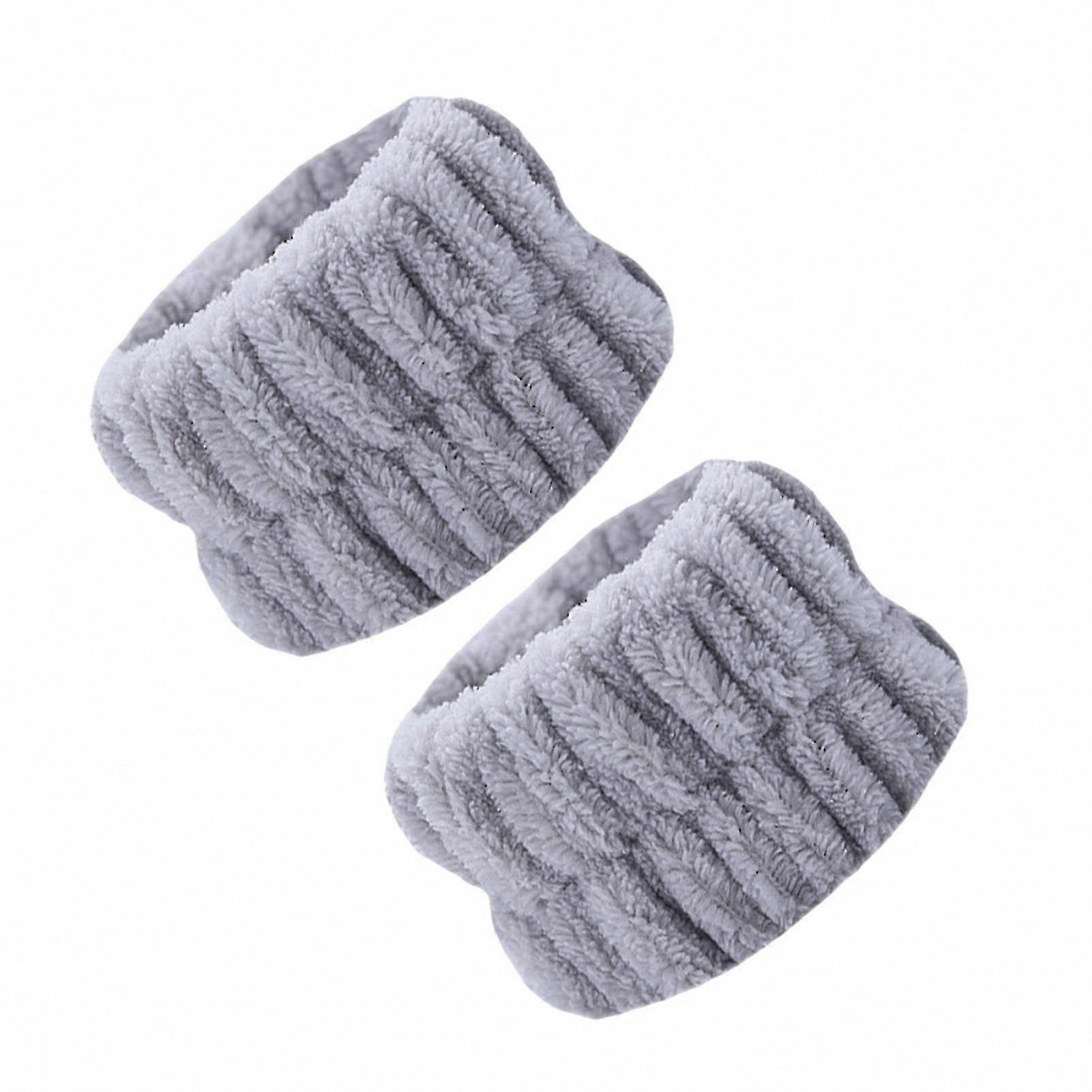 Microfiber Face Wash Wristbands Soft Absorbent Spa Cuffs for Cleansing Protection Set of 2