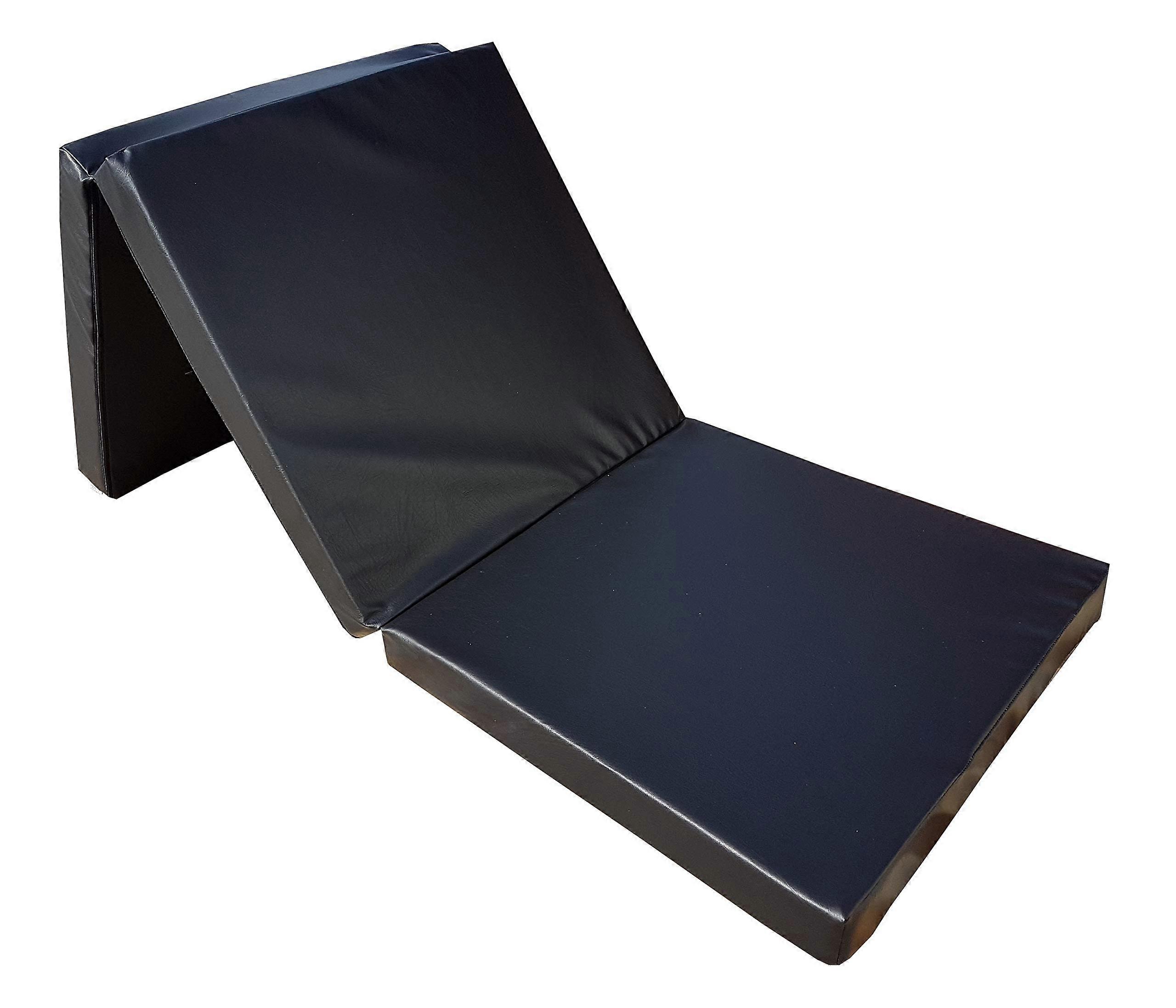 Faux Leather Gymnastics Folding Mattress 195 x 65 x 8 cm with Handle (Black)