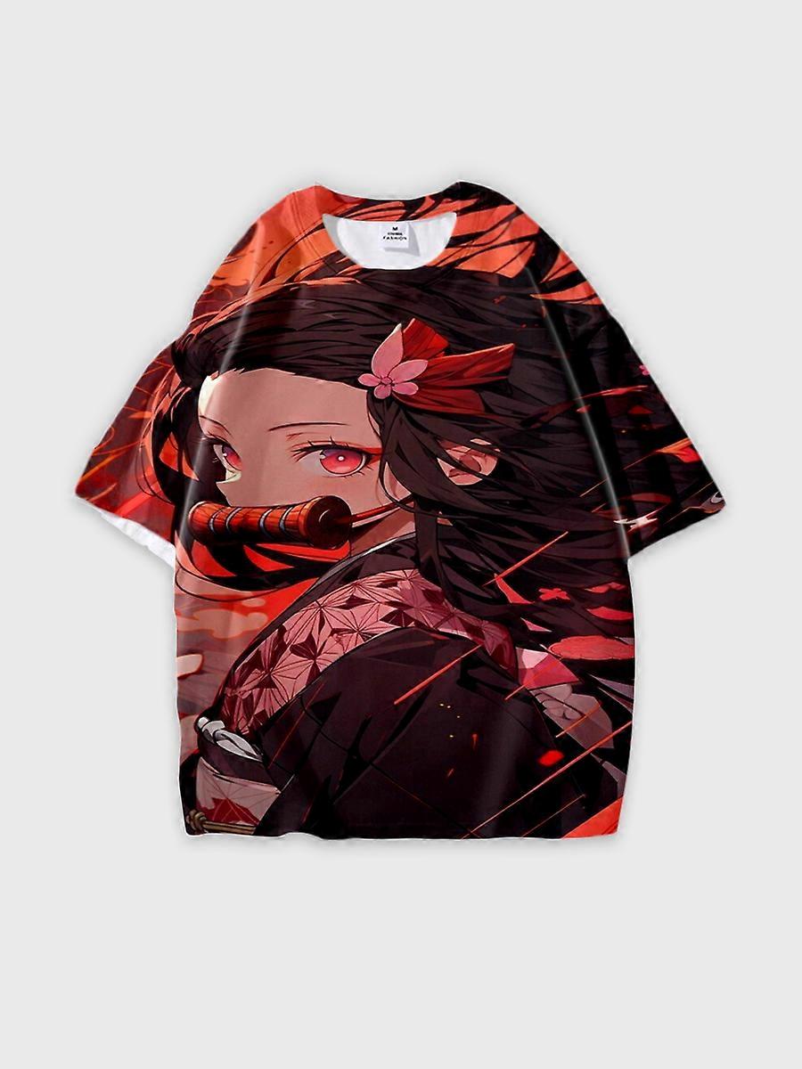 T-shirt round neck Character Pattern loose short sleeve P2807