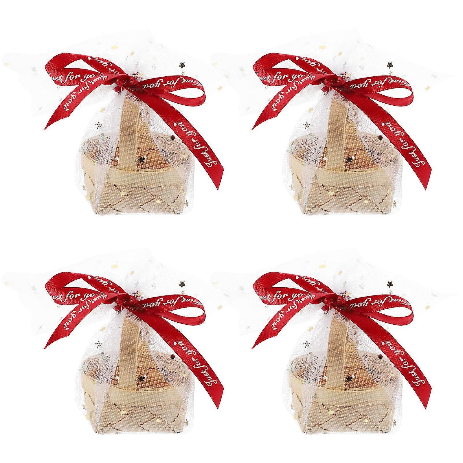 Tiny Miniature Basket Gauze Bowknot Containers Home Decoration Small Objects 4Pcs