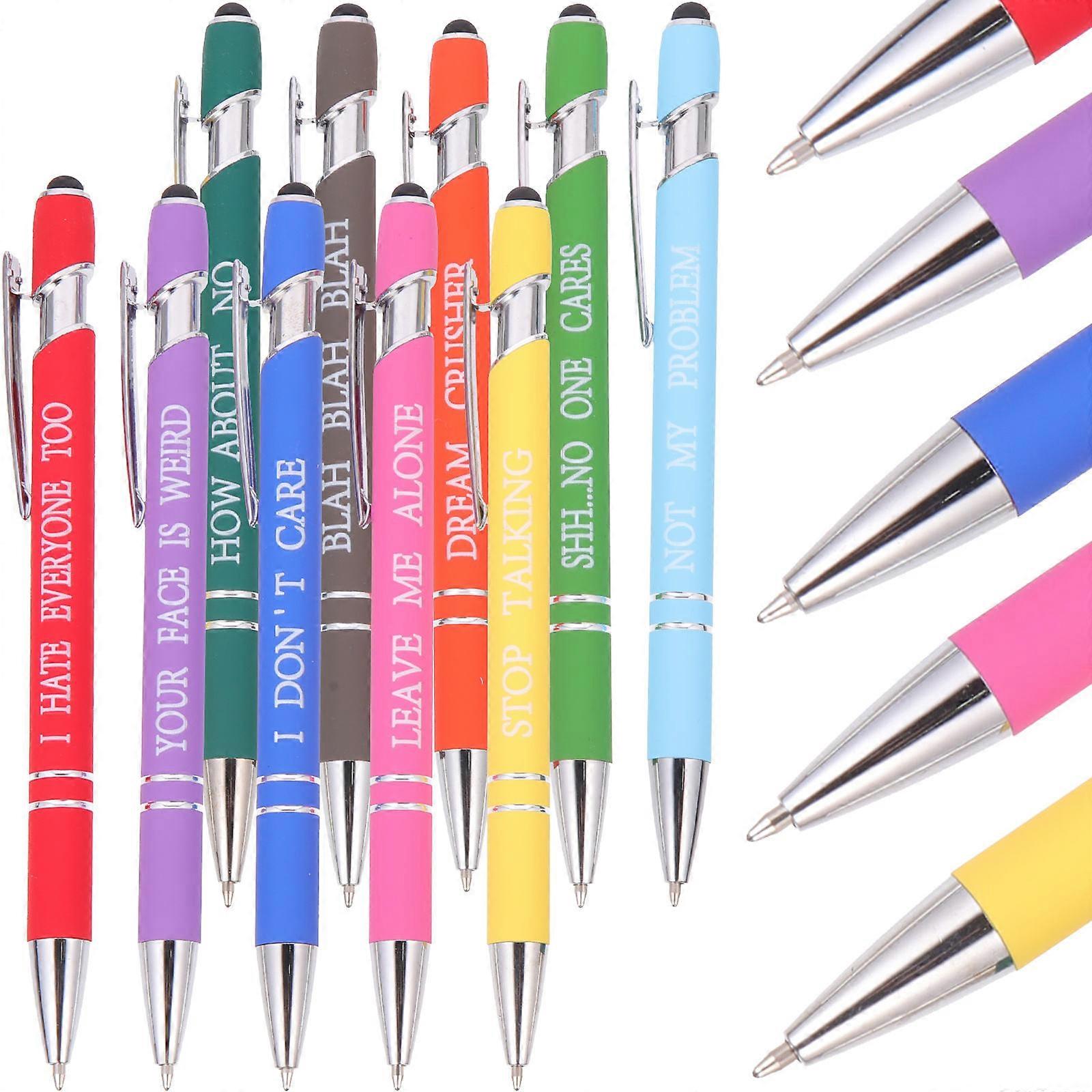 Inspirational Ballpoint Pen Set 10pcs Fun Multi Function Writing Pens with Unique Design for Adults, Friends and Graduates