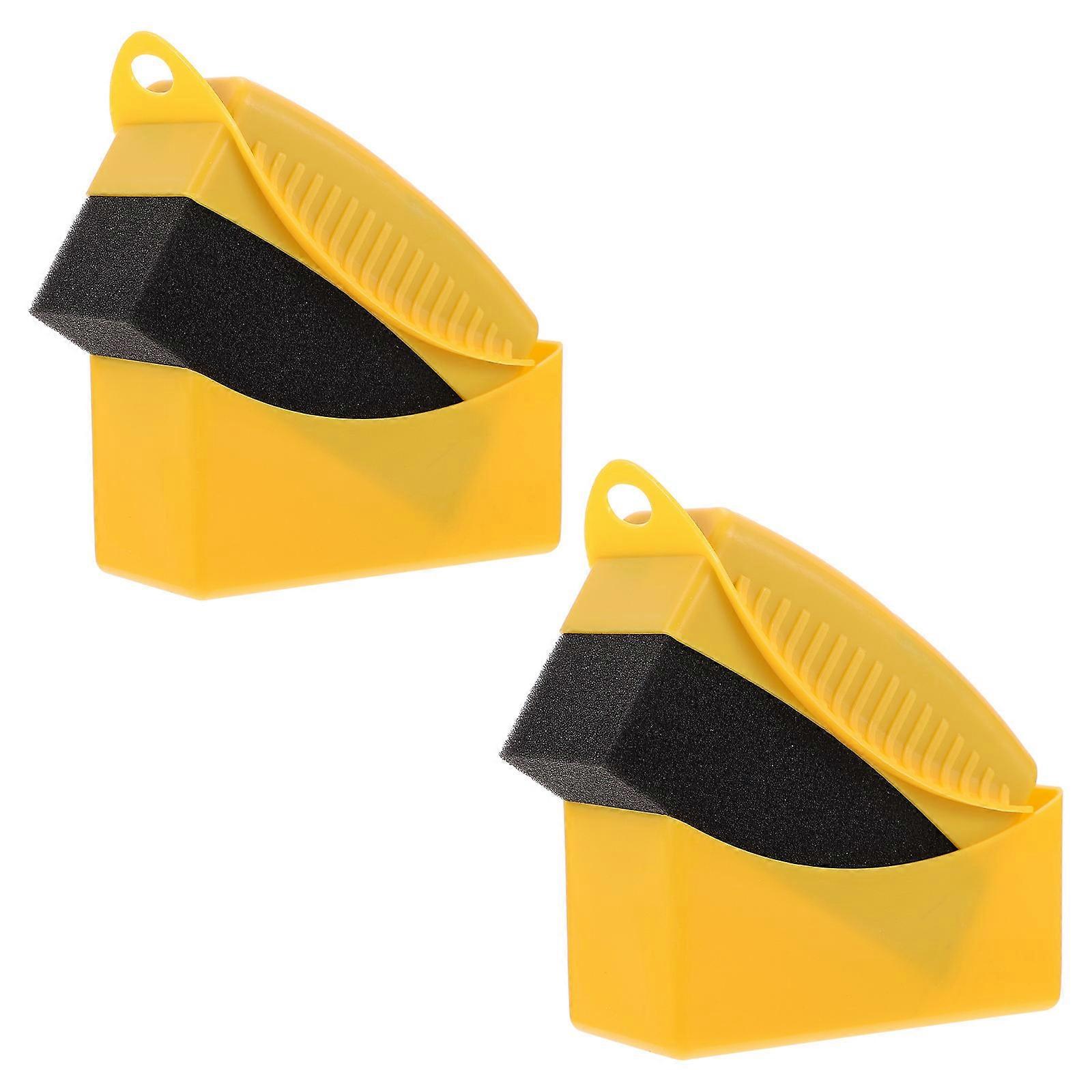Professional Car Detailing Brush 2Pcs Efficient Tire Cleaning Tool Ideal For Car Owners Durable Yellow Construction