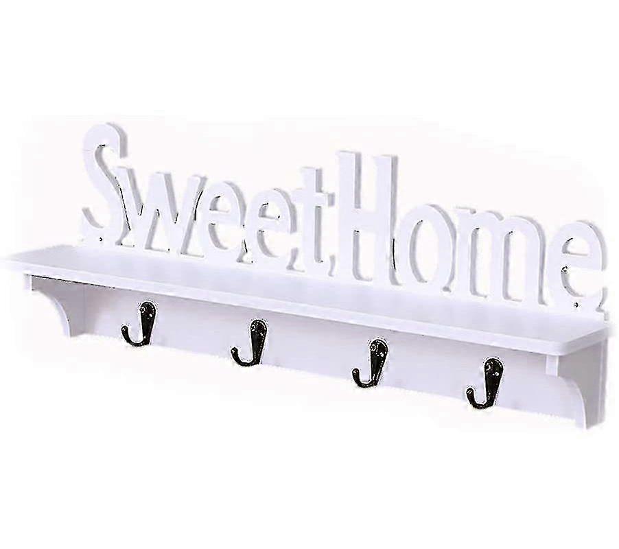 Wall key holder with 4 hooks, practical hanging organizer