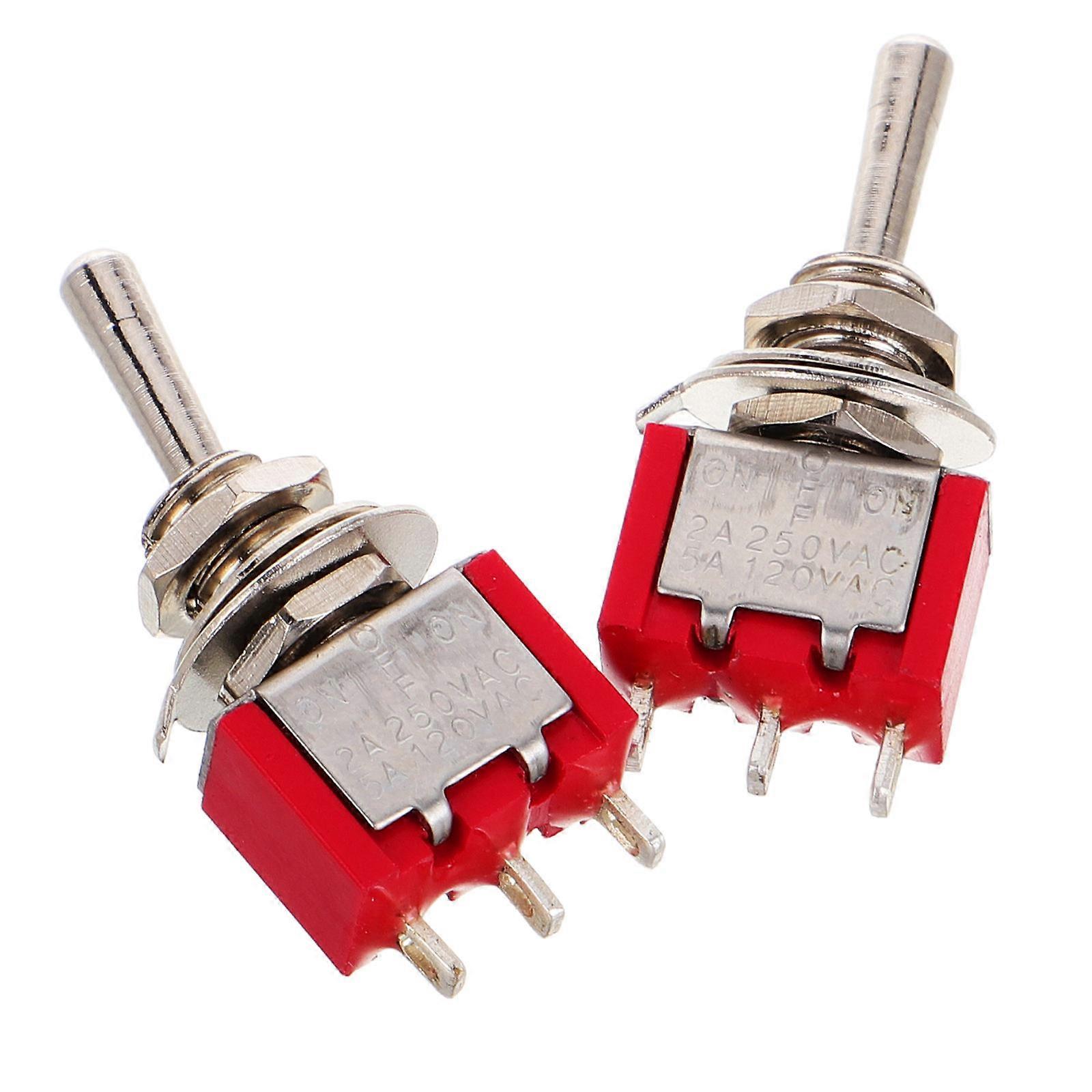 Red 2Pcs Miniature Toggle Switch 3 Pin Terminals Designed For Marine Applications - Waterproof Circuit Control Switch