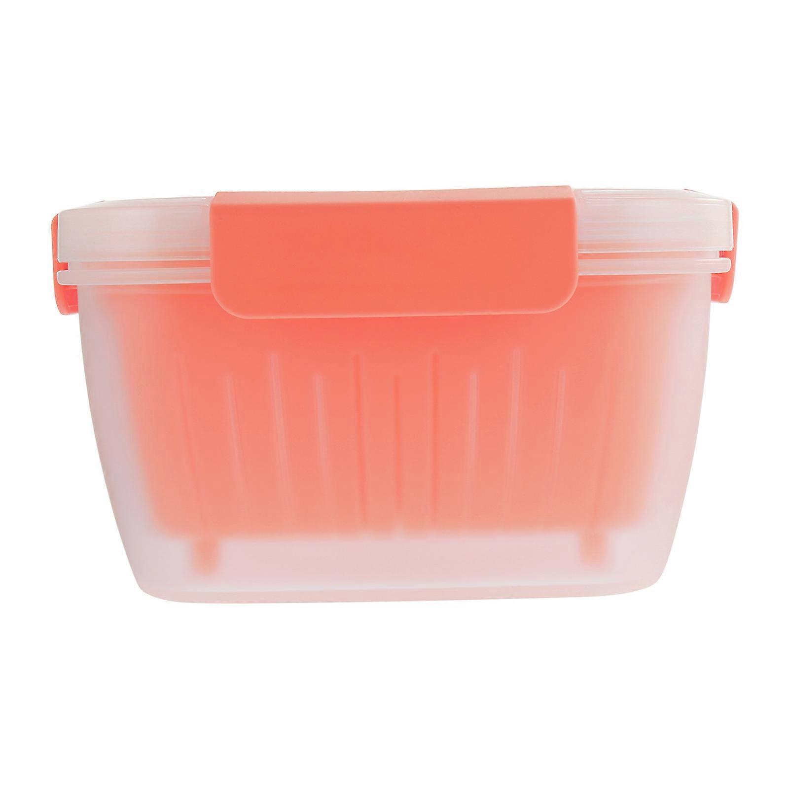 Multifunctional Drain Basket Plastic Fruit Baskets Square Shape Water Drainage Fridge Container 1Set