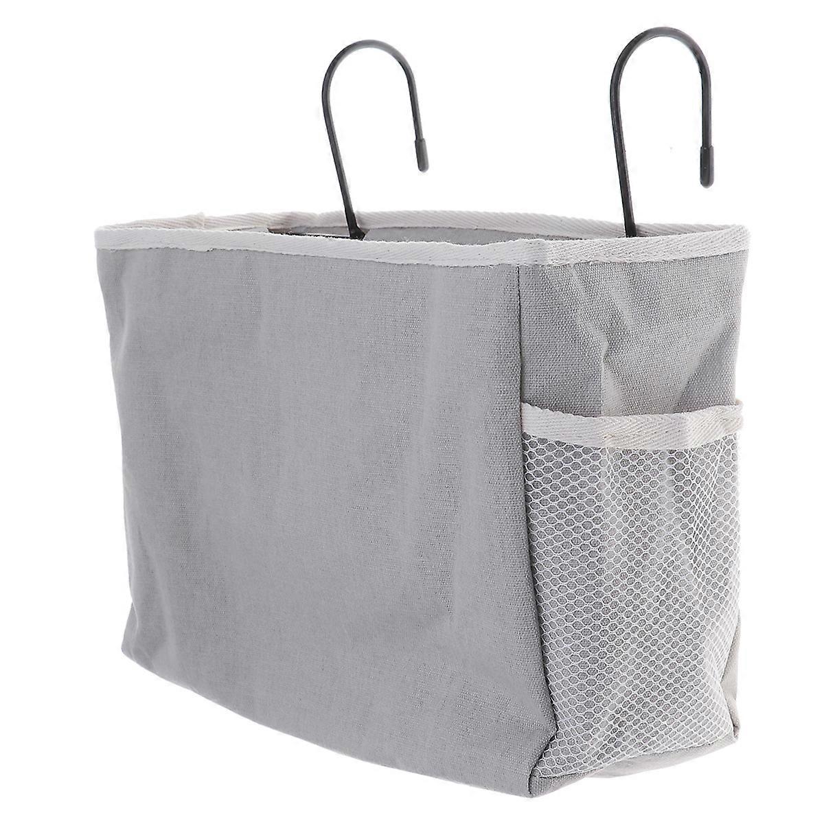 Felt Hanging Bedside Organizer Bag for Dorm, Car, Bed Rails – Grey Storage Pockets for Phone, Chargers, Books, Snacks – Easy Attach