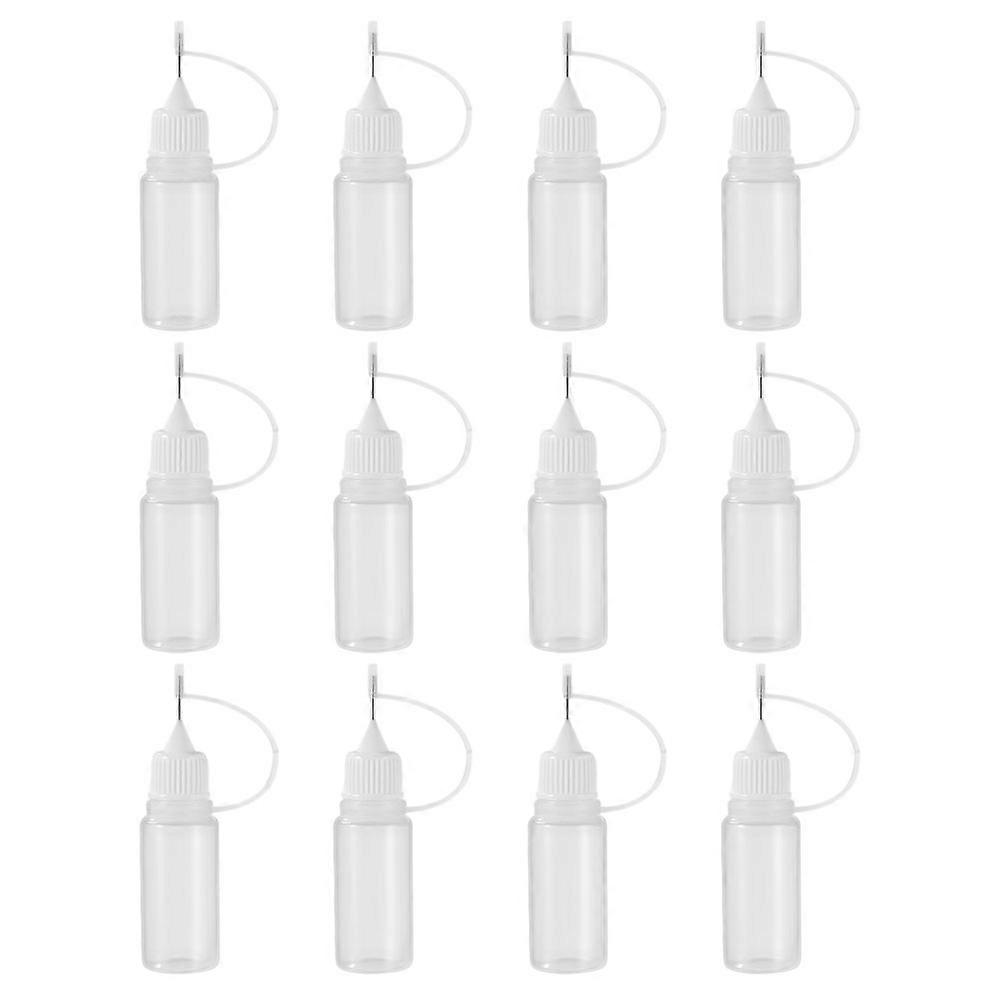 Needle Tip Glue Bottle with Precision Metal Tip for Storage Use 12 Pcs White Plastic
