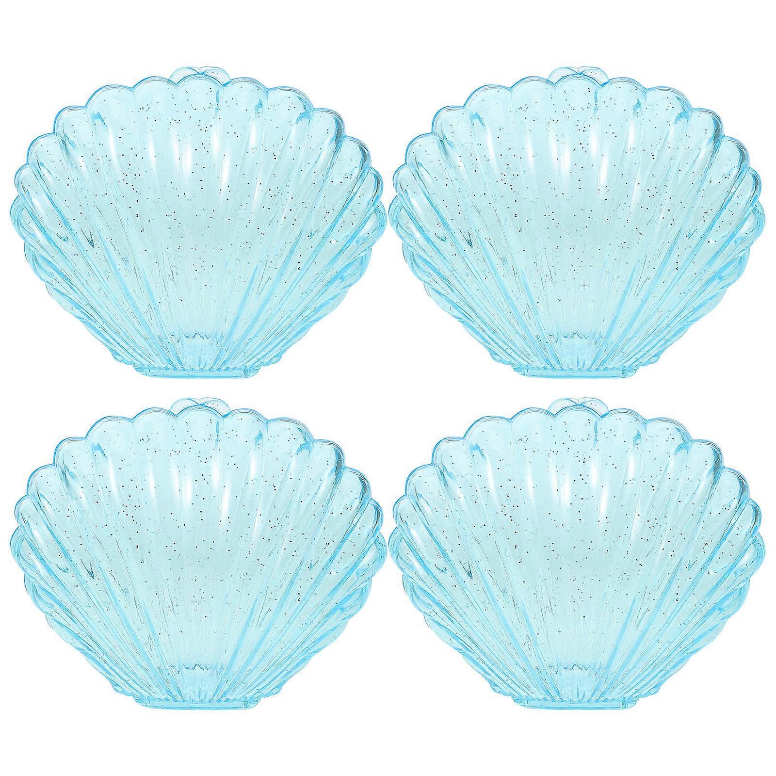 Sky-Blue Shell Candy Gift Box for Storage 4Pcs Plastic Party Favor Containers