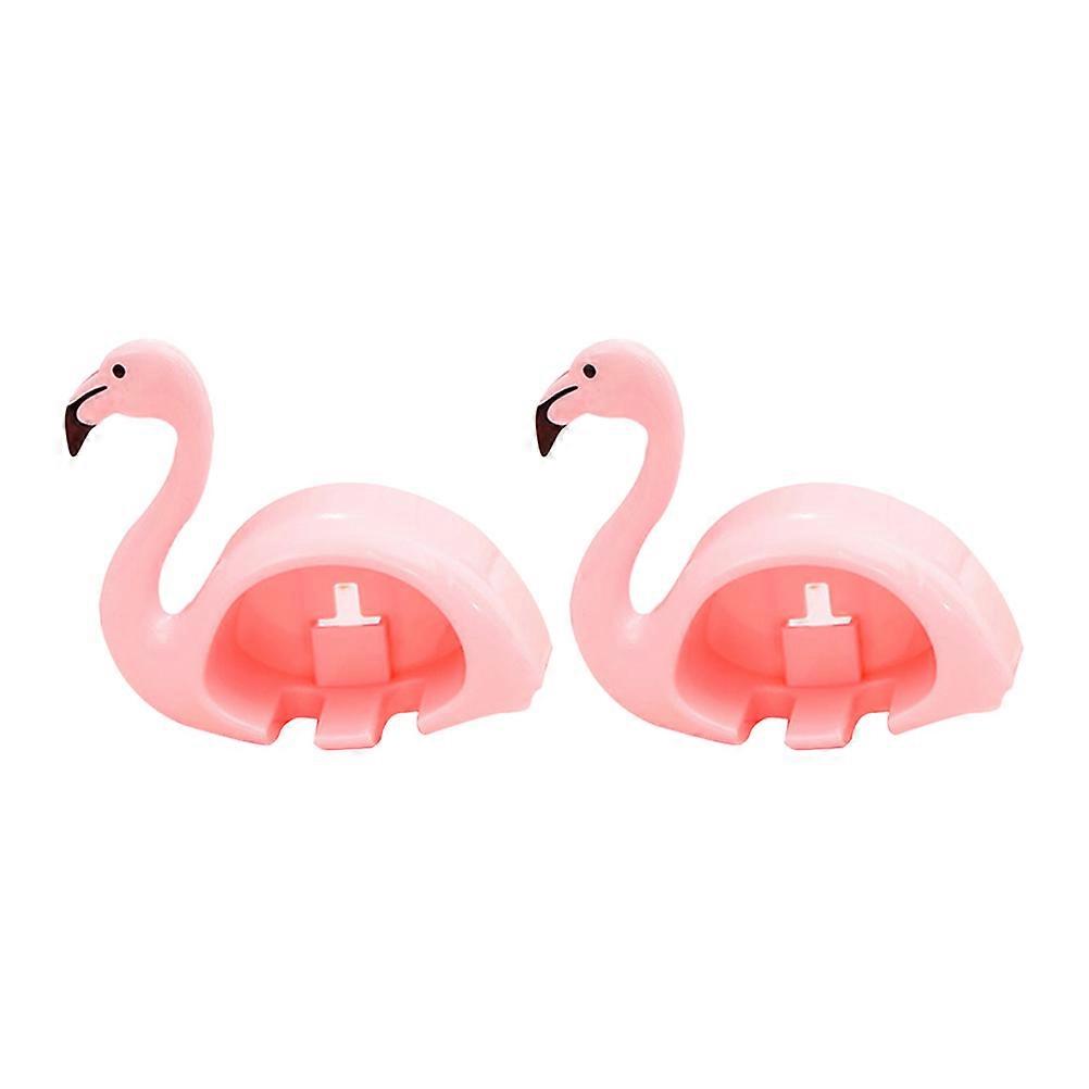 Flamingo Shaped Toothbrush Holder Pink Plastic Suction Cup Bathroom Accessories for Storage Use 2Pcs