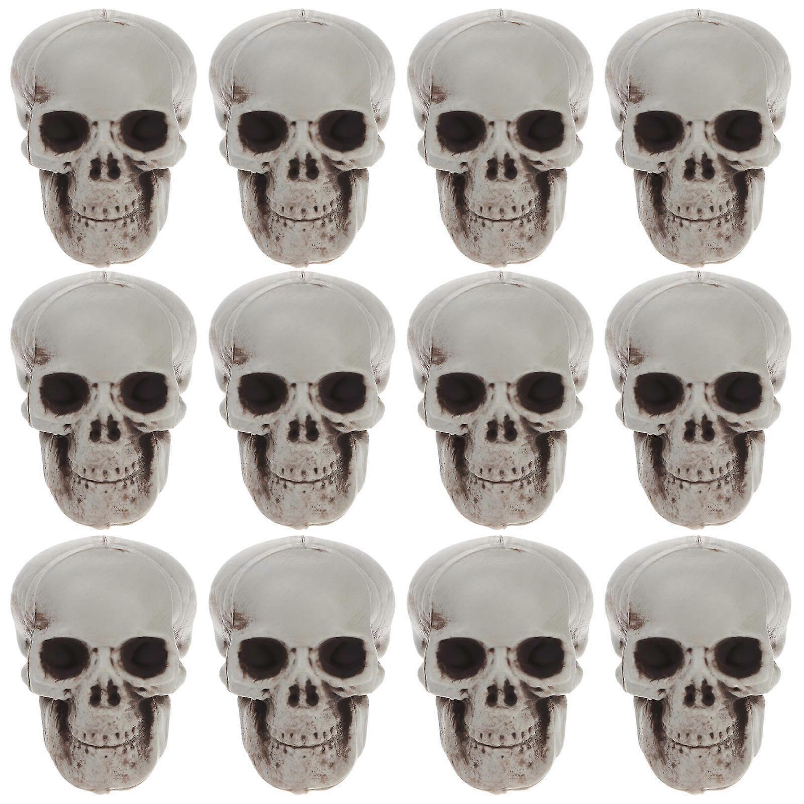Mini Skull Heads Decoration 12Pcs Realistic Halloween Plastic Skull Ideal For Ghost House Table Decoration