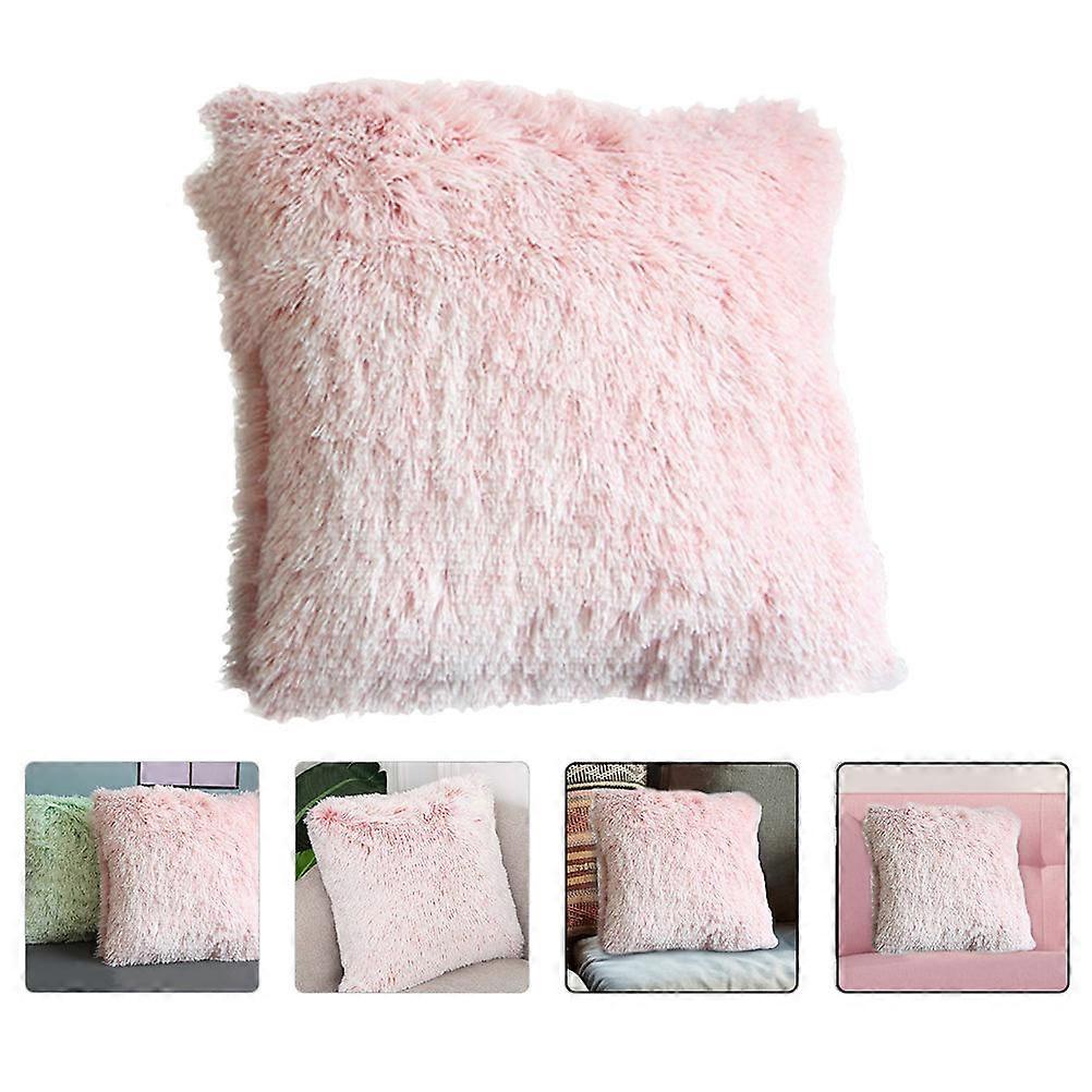 Throw Pillow Covers Plush Decorative Pillowcase Accessory For Sofa Cushion Cover In Pink Color 1Set